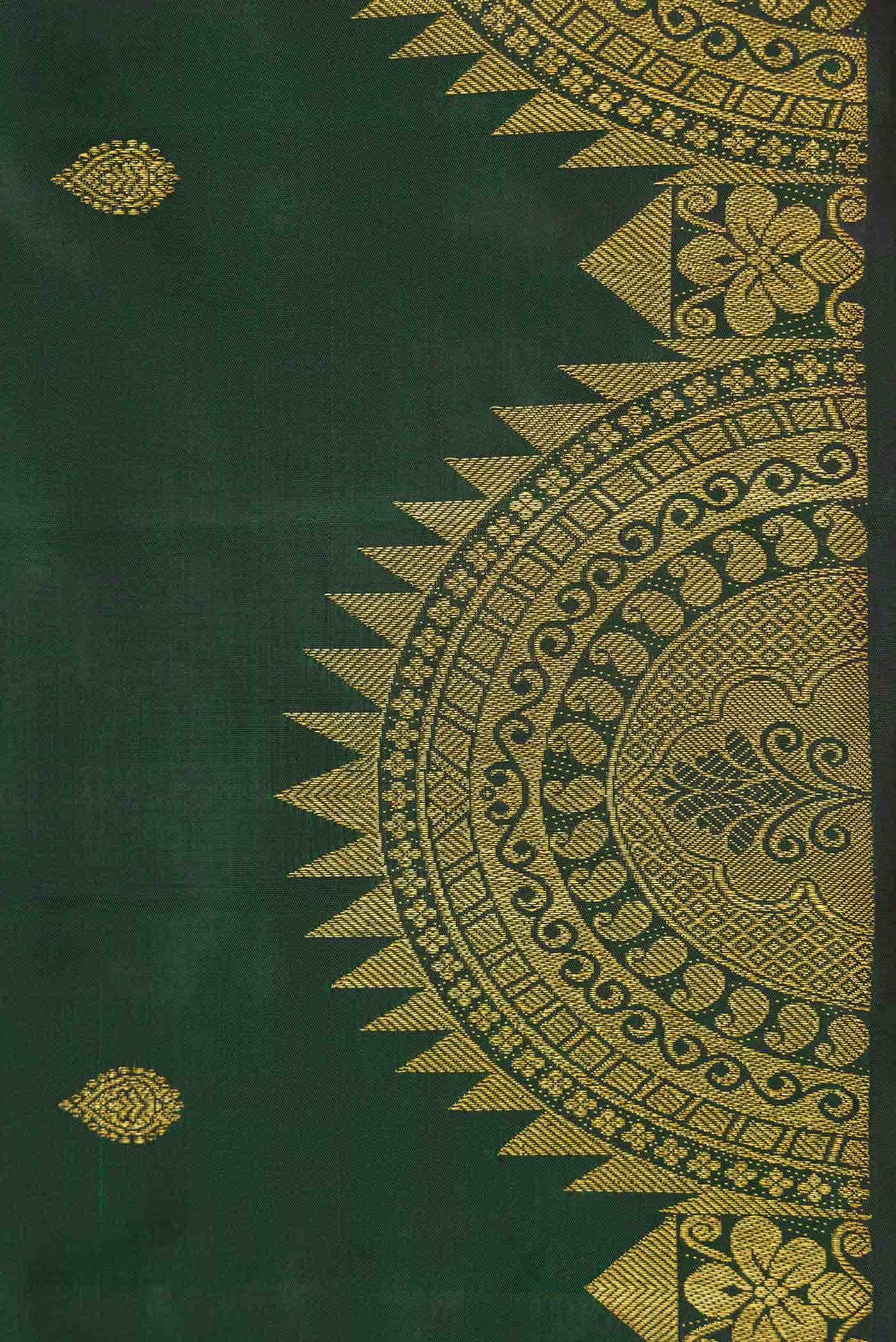 Pure Silk Pure Zari Green Dual Tone Kanchipuram Saree