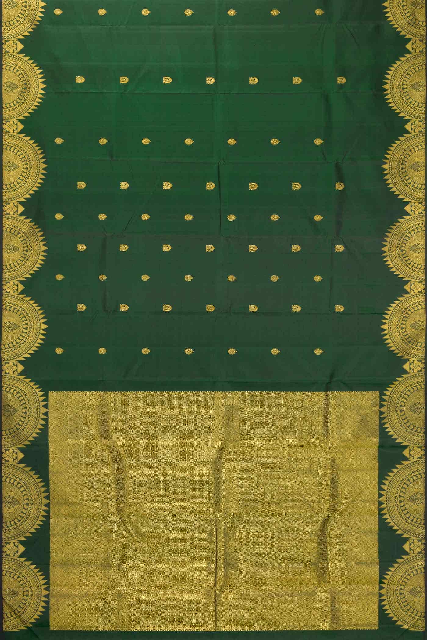 Pure Silk Pure Zari Green Dual Tone Kanchipuram Saree