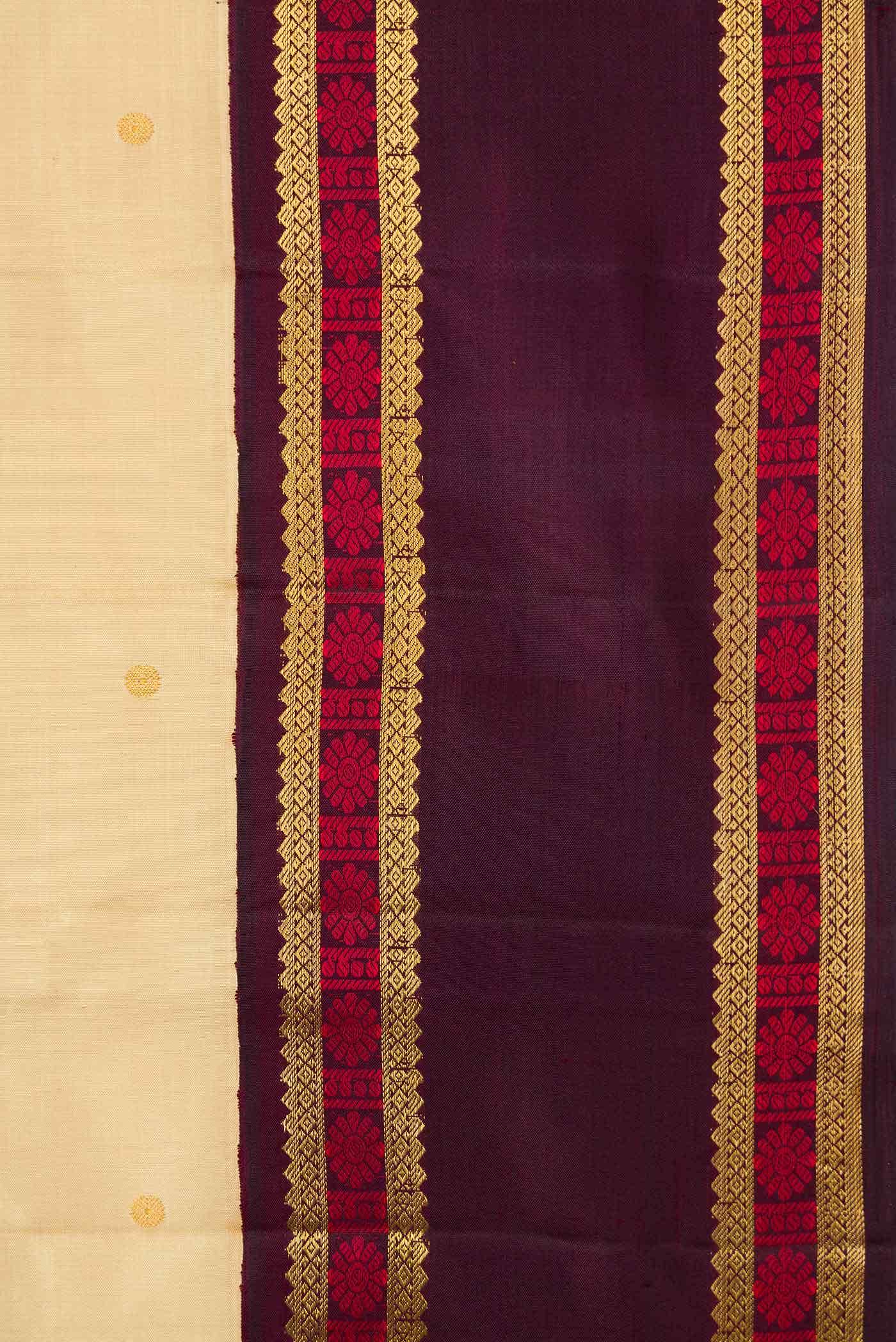 Pure Silk Pure Zari Sandal Kanchipuram Saree