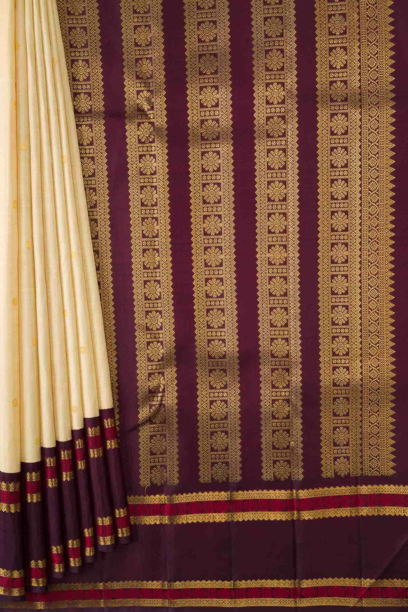 Pure Silk Pure Zari Sandal Kanchipuram Saree