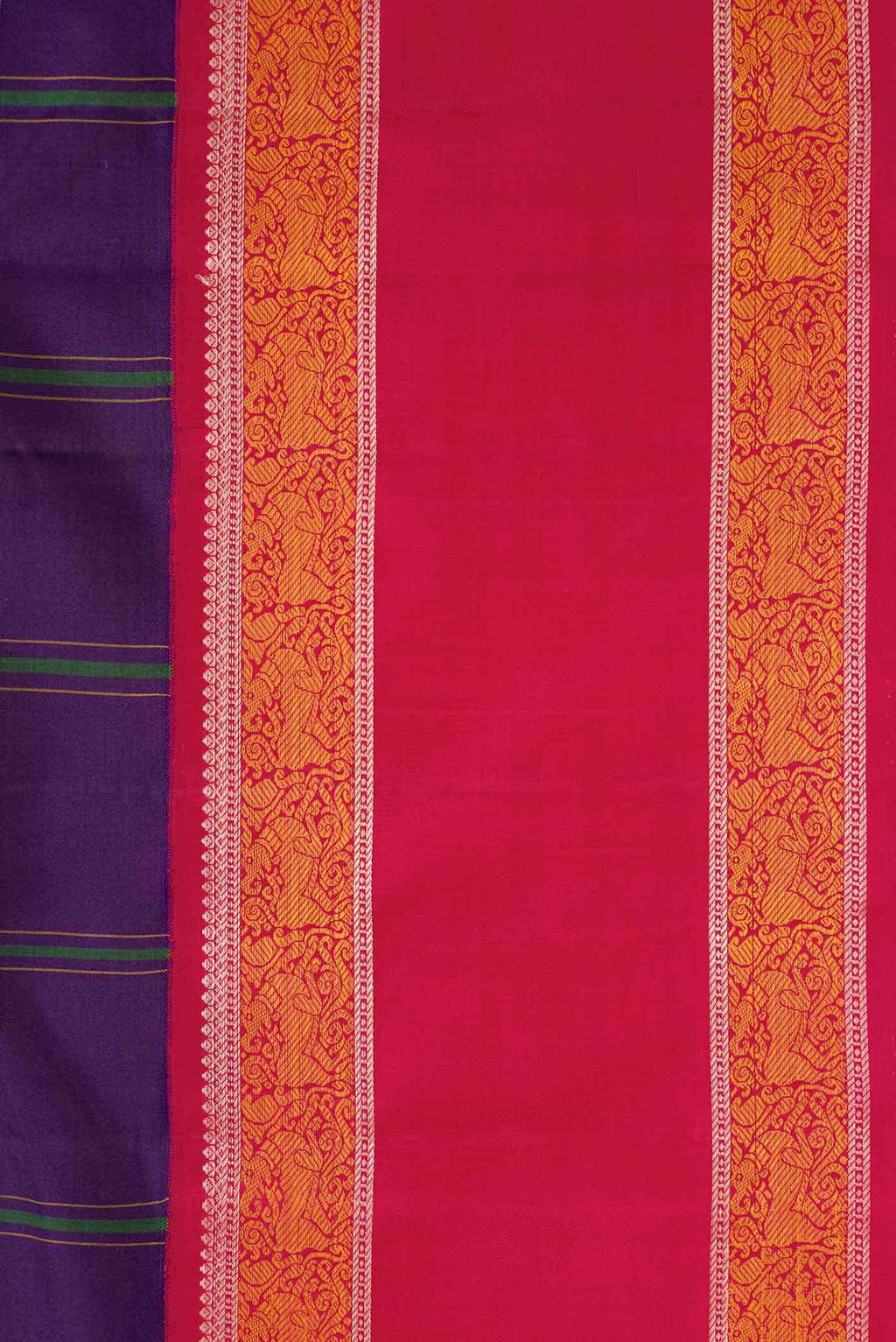 Pure Silk Pure Zari Violet Dual Tone Kanchipuram Saree