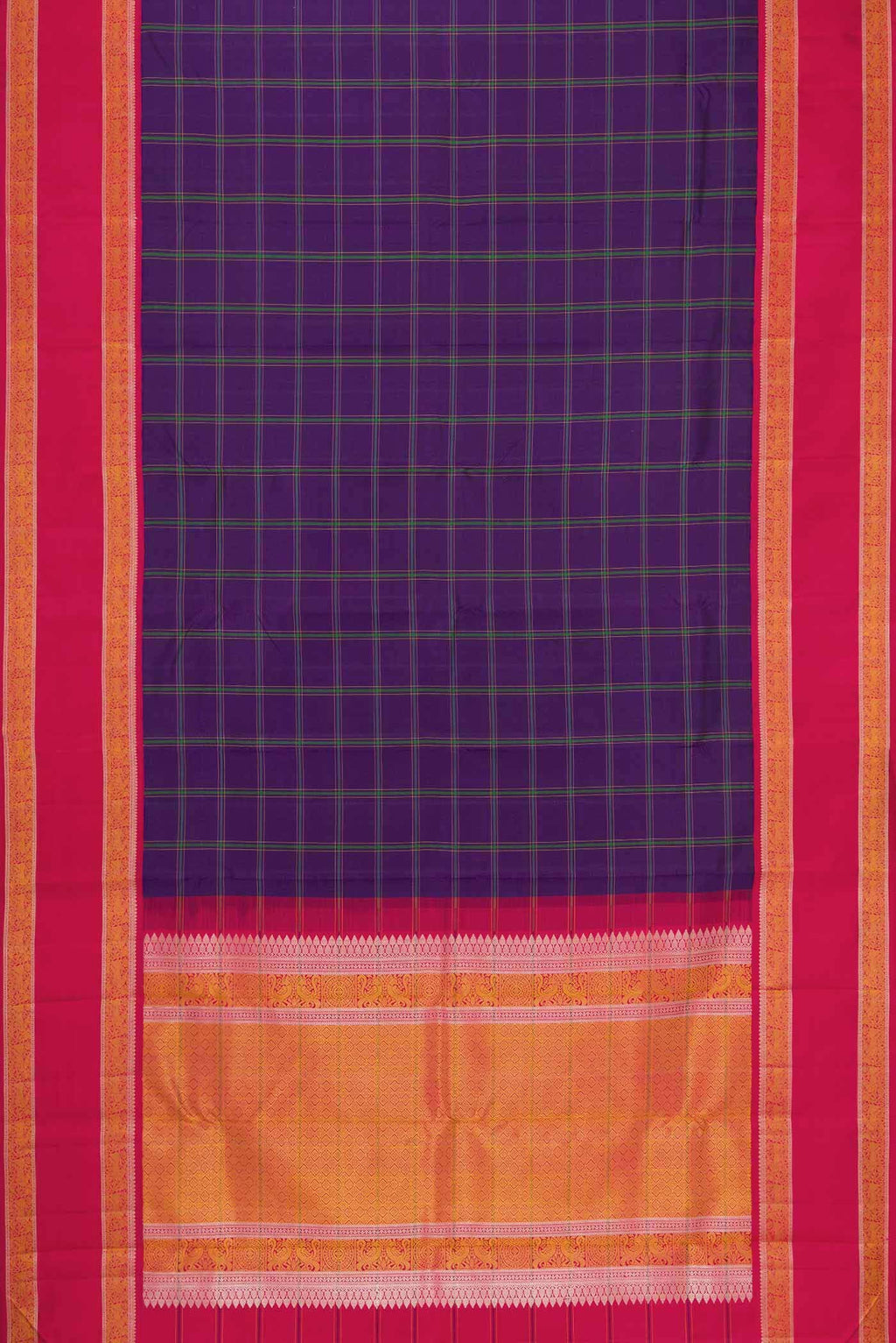 Pure Silk Pure Zari Violet Dual Tone Kanchipuram Saree