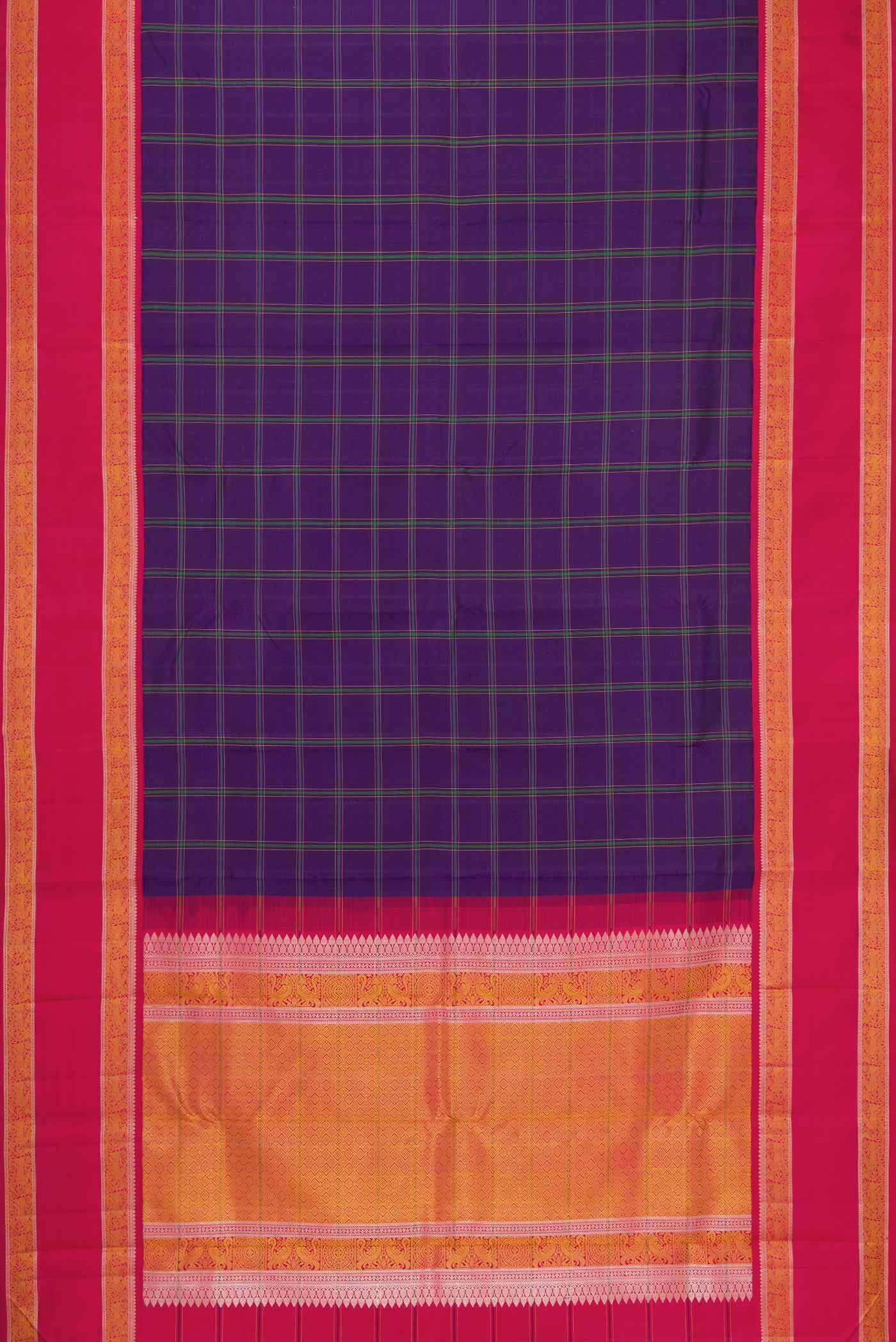 Pure Silk Pure Zari Violet Dual Tone Kanchipuram Saree