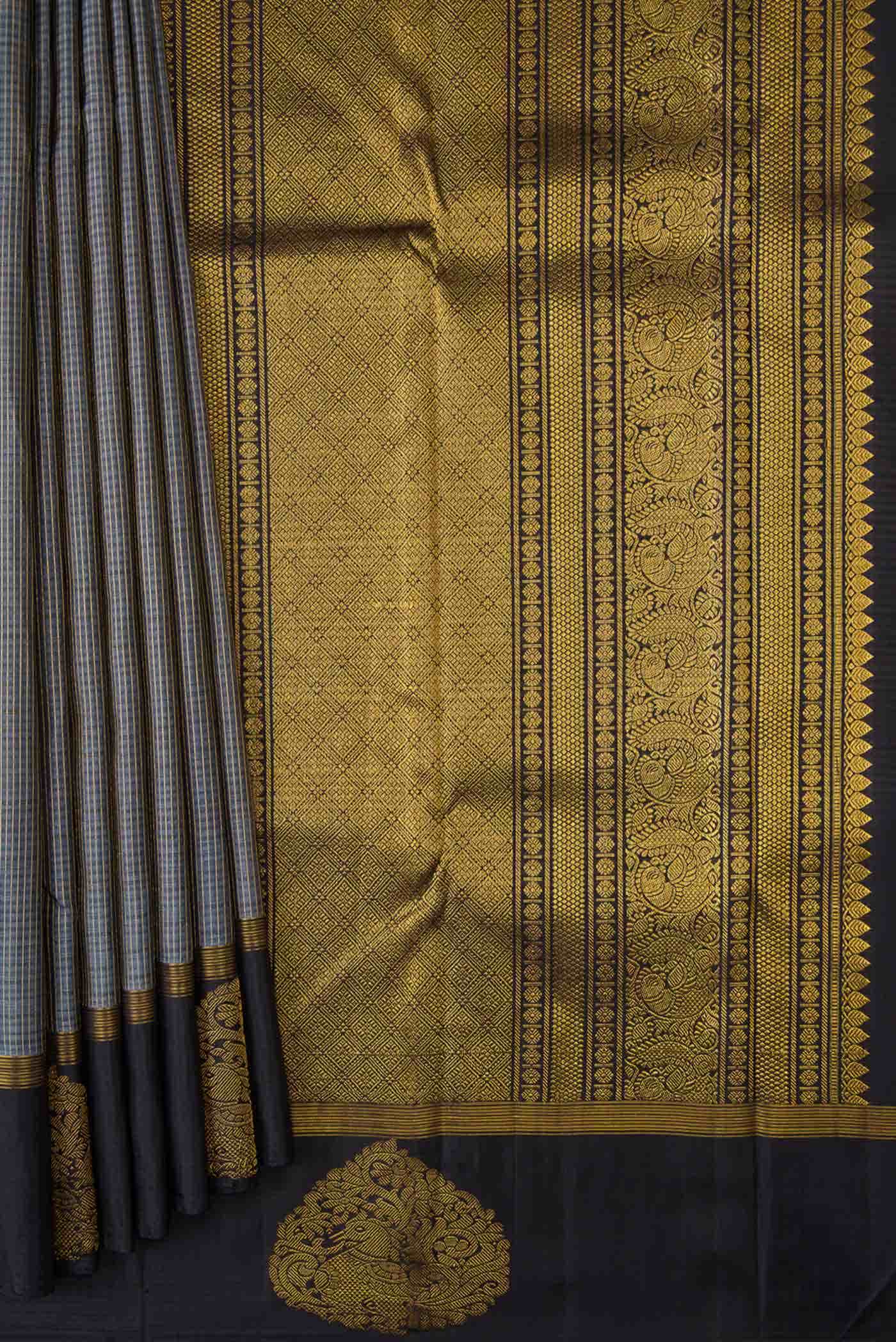 Grey Dual Tone Kanchipuram Silk Saree