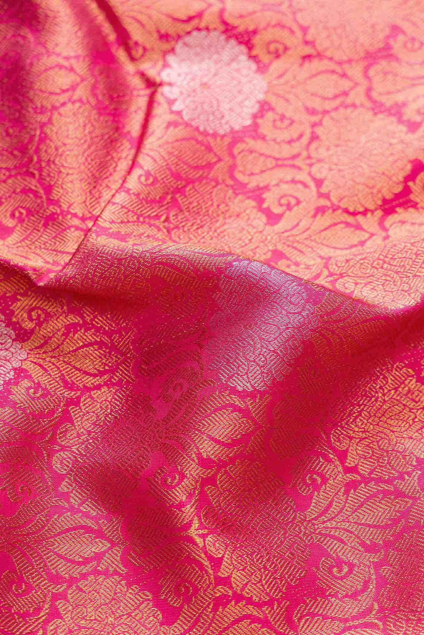 Dark Pink Dual Tone Kanchipuram Silk Saree