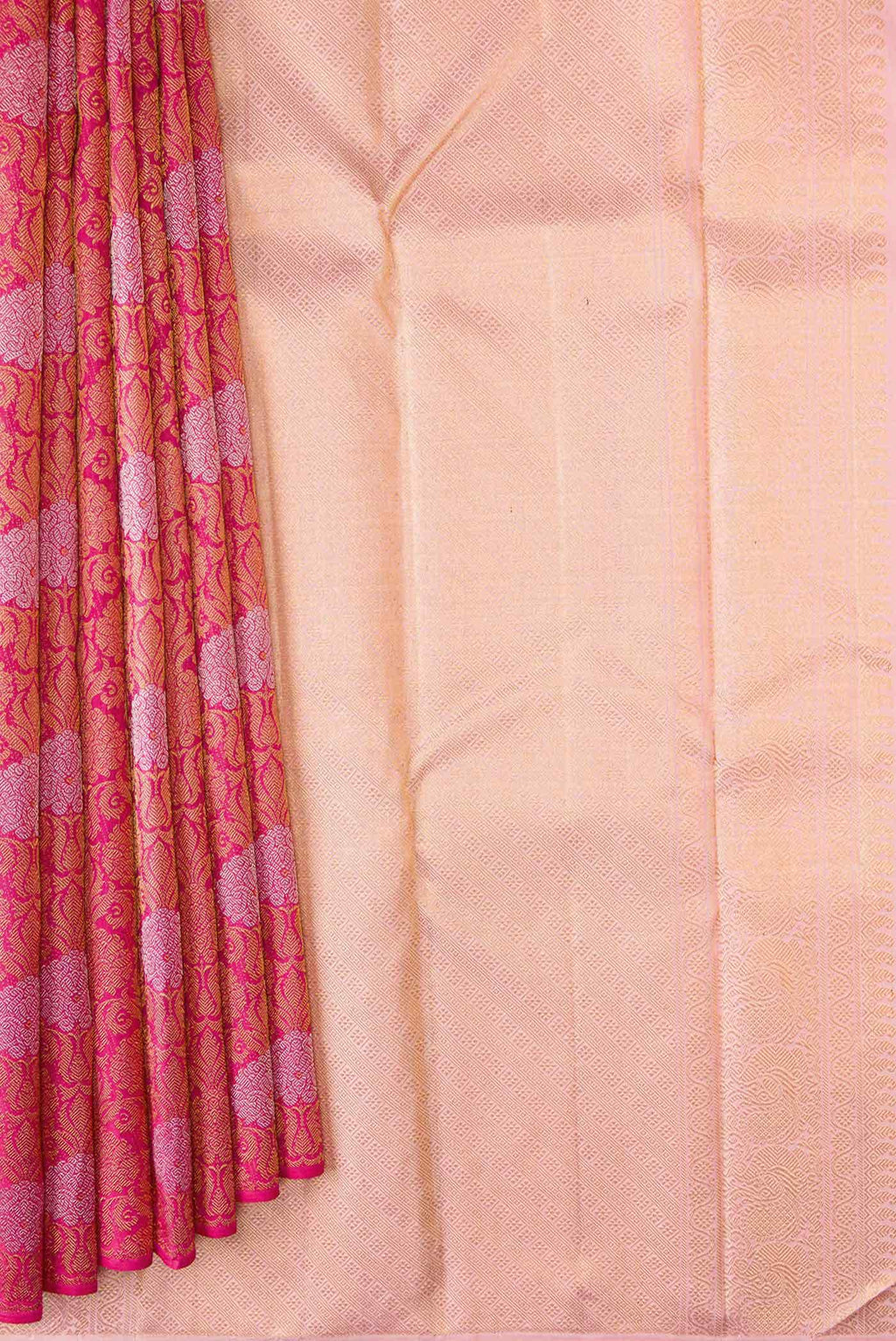Dark Pink Dual Tone Kanchipuram Silk Saree