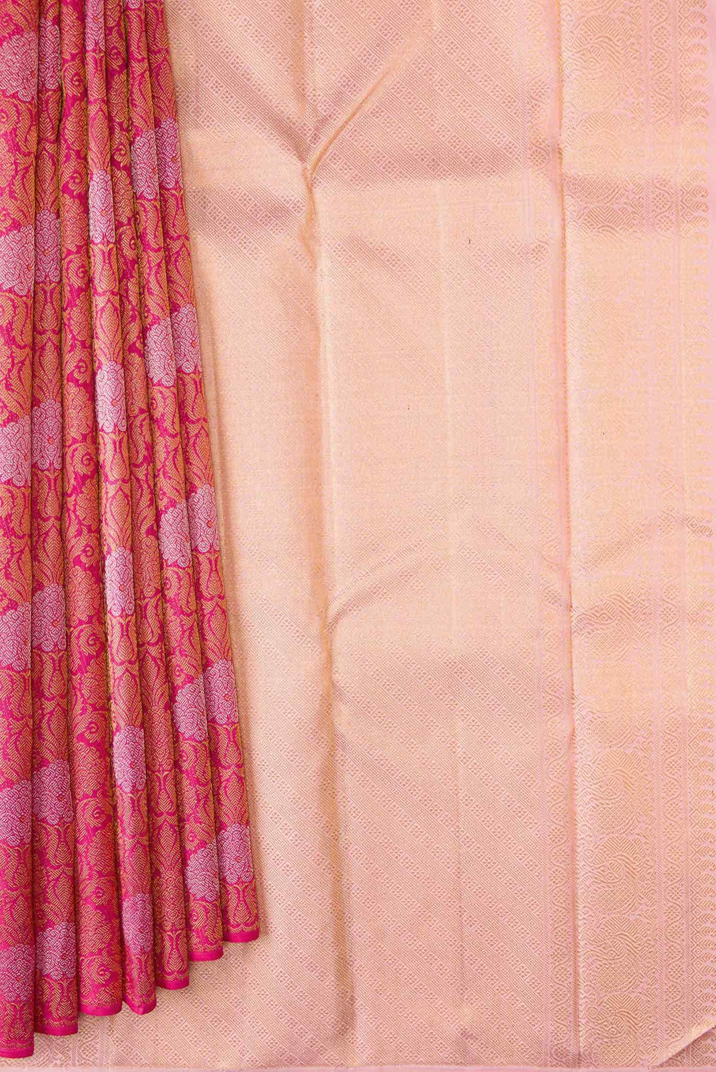 Dark Pink Dual Tone Kanchipuram Silk Saree
