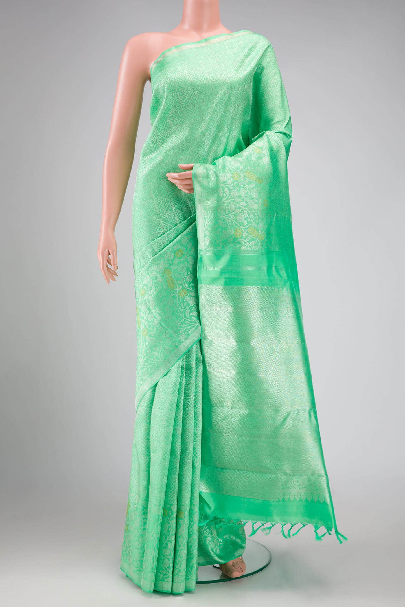 Sea Green Dual Tone Kanchipuram Silk Saree