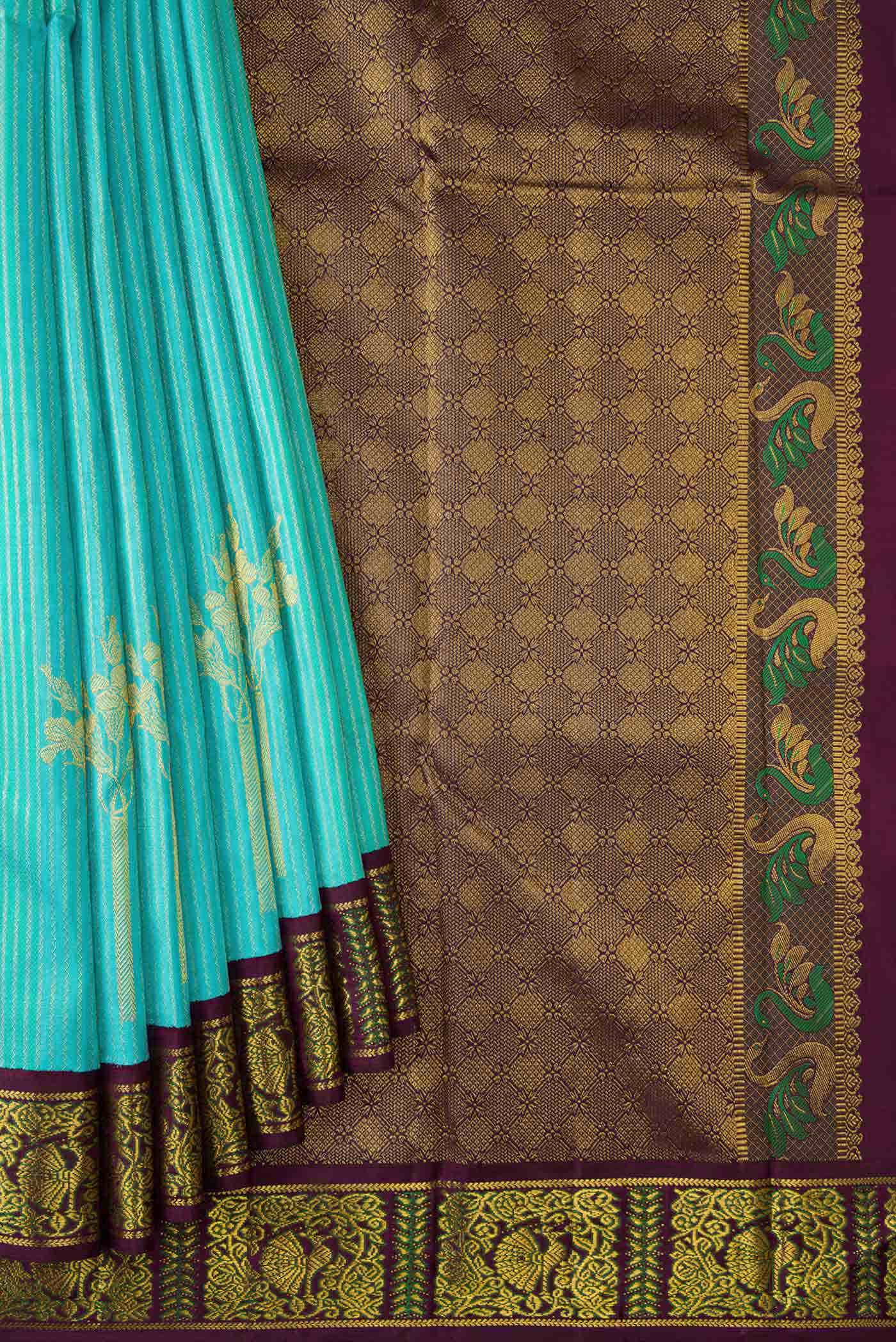 Sky Blue Dual Tone Kanchipuram Silk Saree