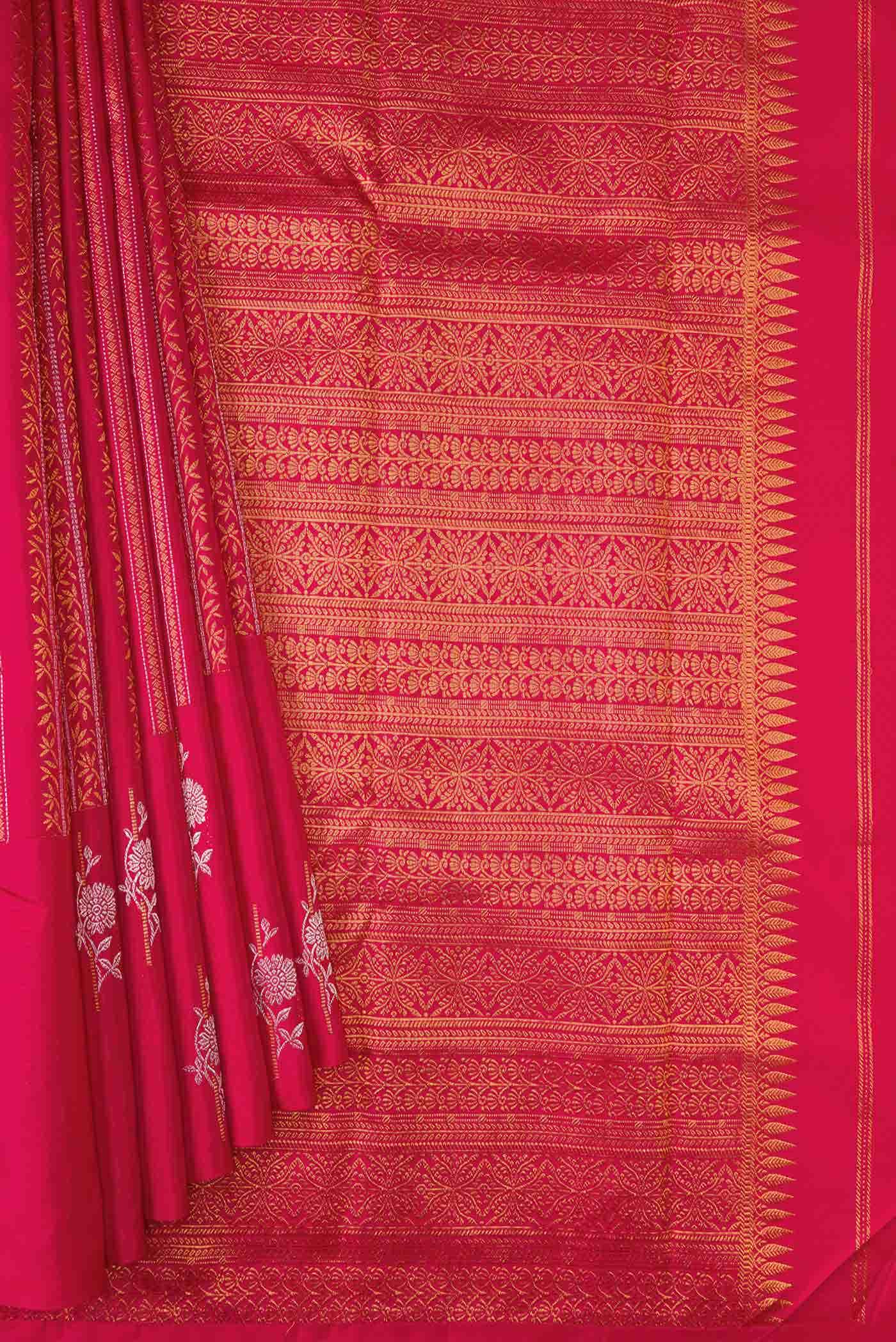 Dark Pink Dual Tone Kanchipuram Silk Saree