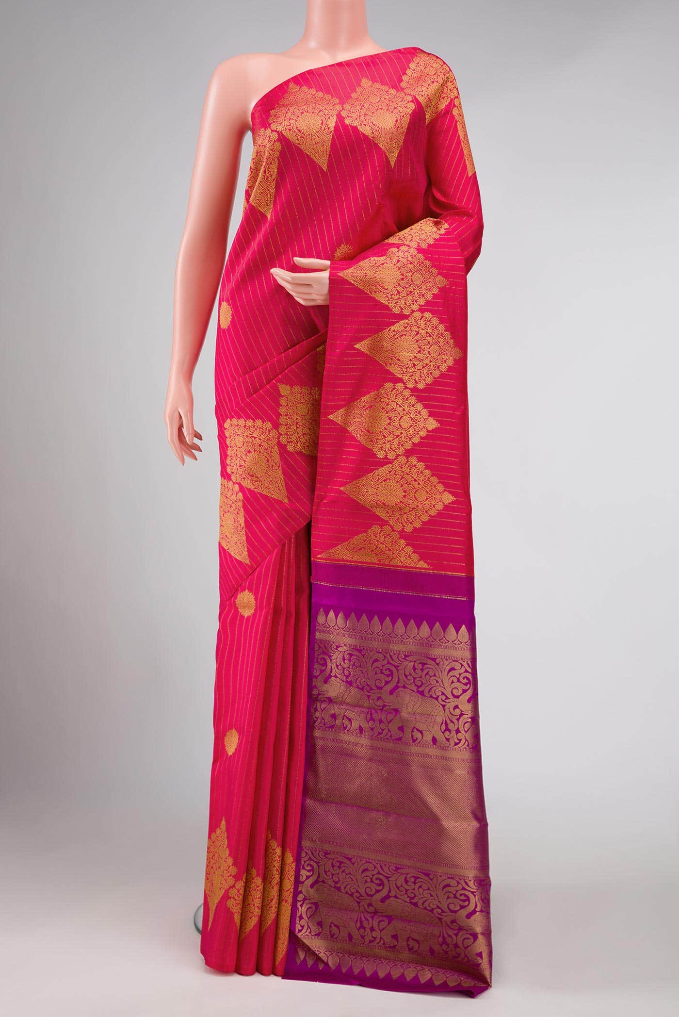 Dark Pink Kanchipuram Silk Saree
