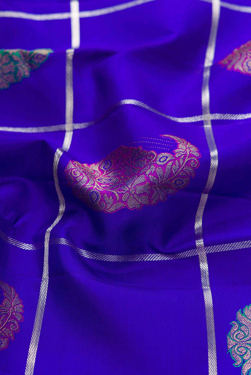 Pure Silk Pure Zari Royal Blue Dual Tone Kanchipuram Saree