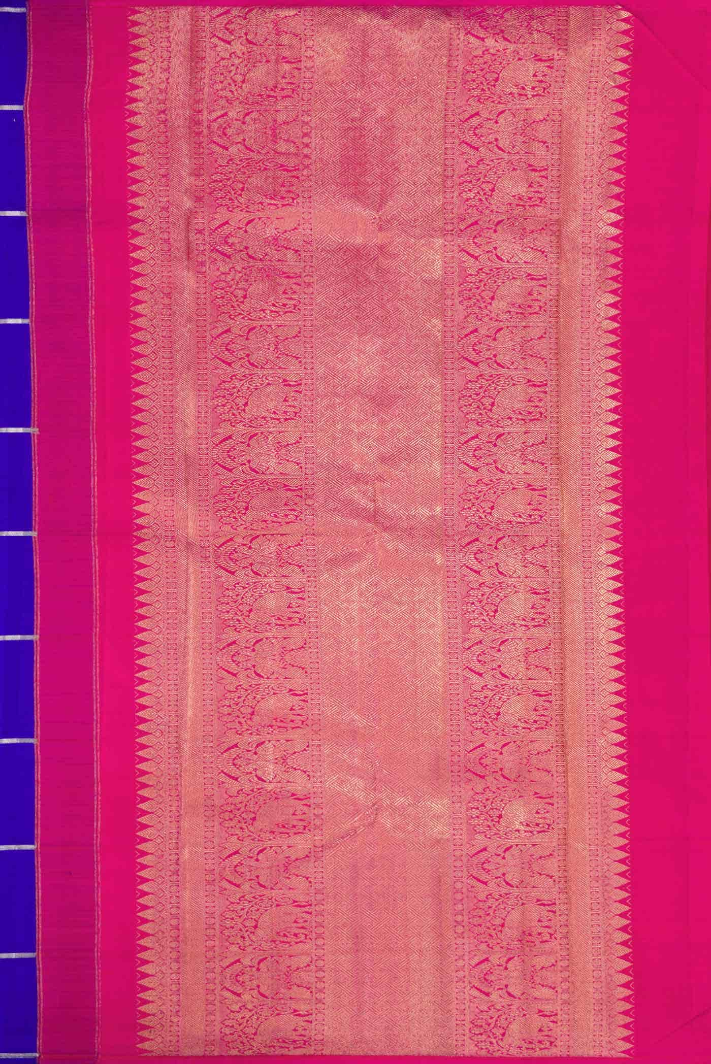 Pure Silk Pure Zari Royal Blue Dual Tone Kanchipuram Saree