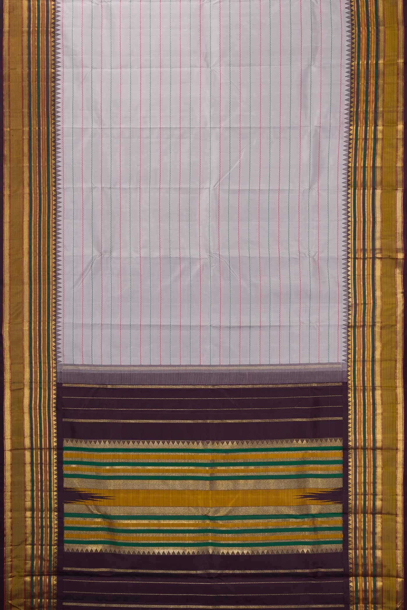 Pure Silk Pure Zari Grey Kanchipuram Saree