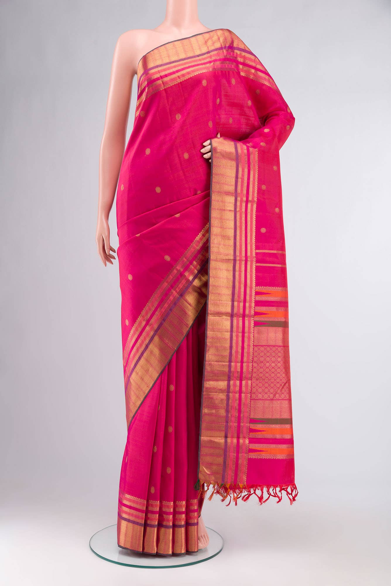 Pure Silk Pure Zari Pink Kanchipuram Saree