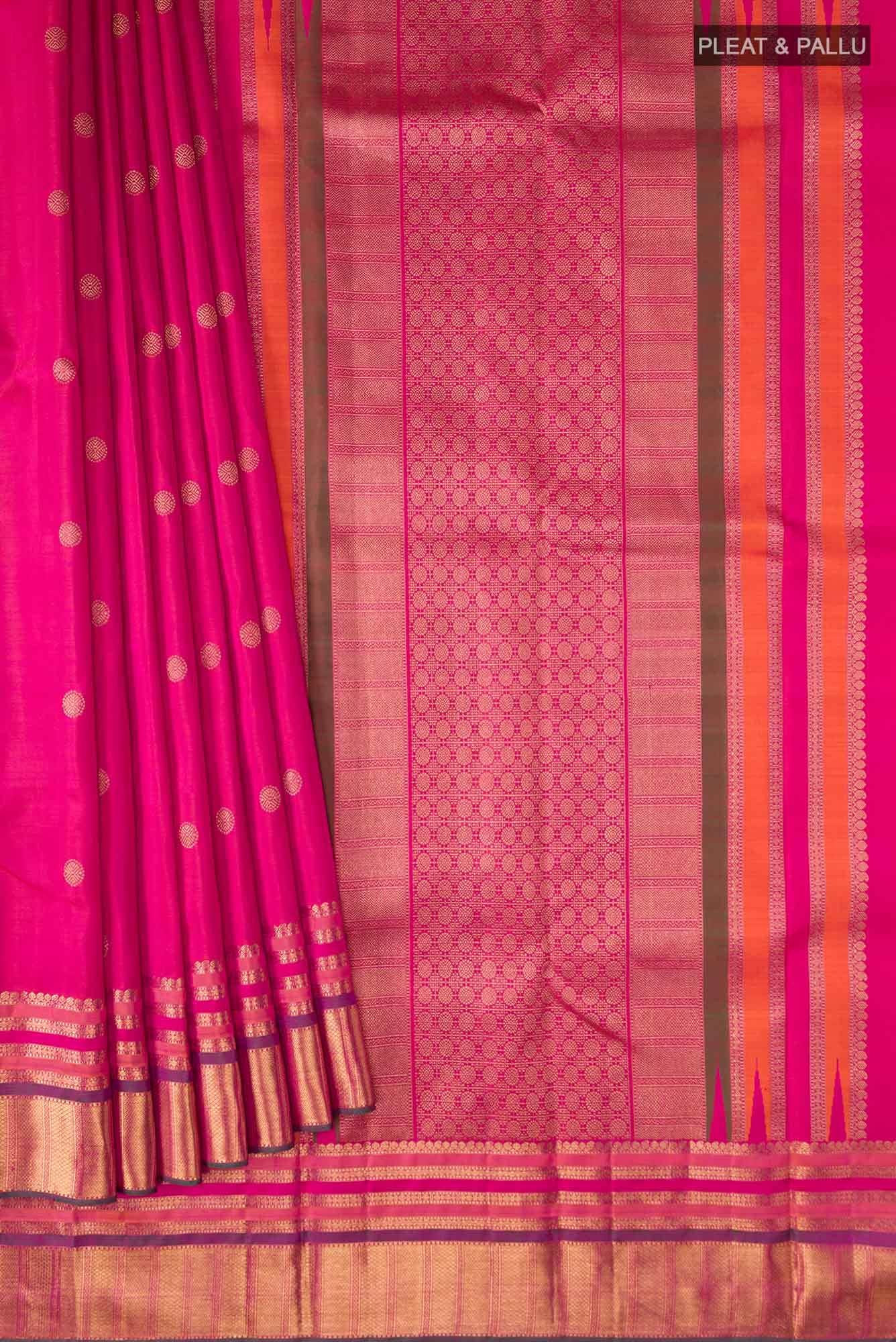 Pure Silk Pure Zari Pink Kanchipuram Saree
