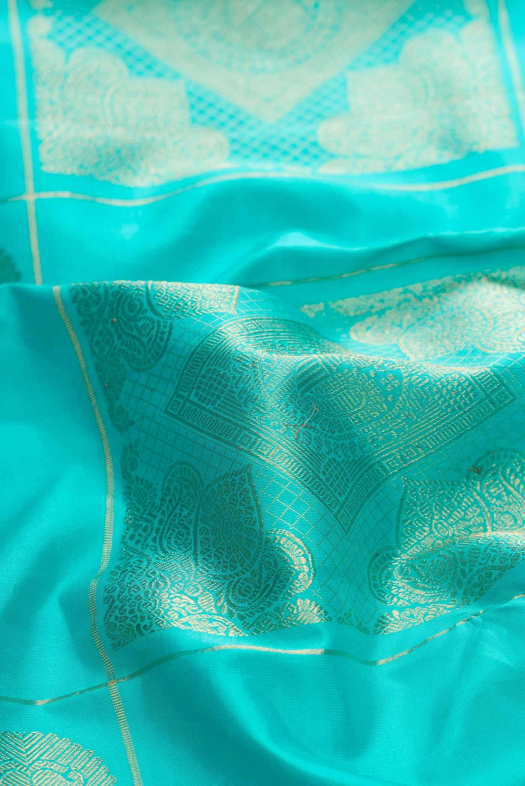 Pure Silk Pure Zari Sky Blue Kanchipuram Saree