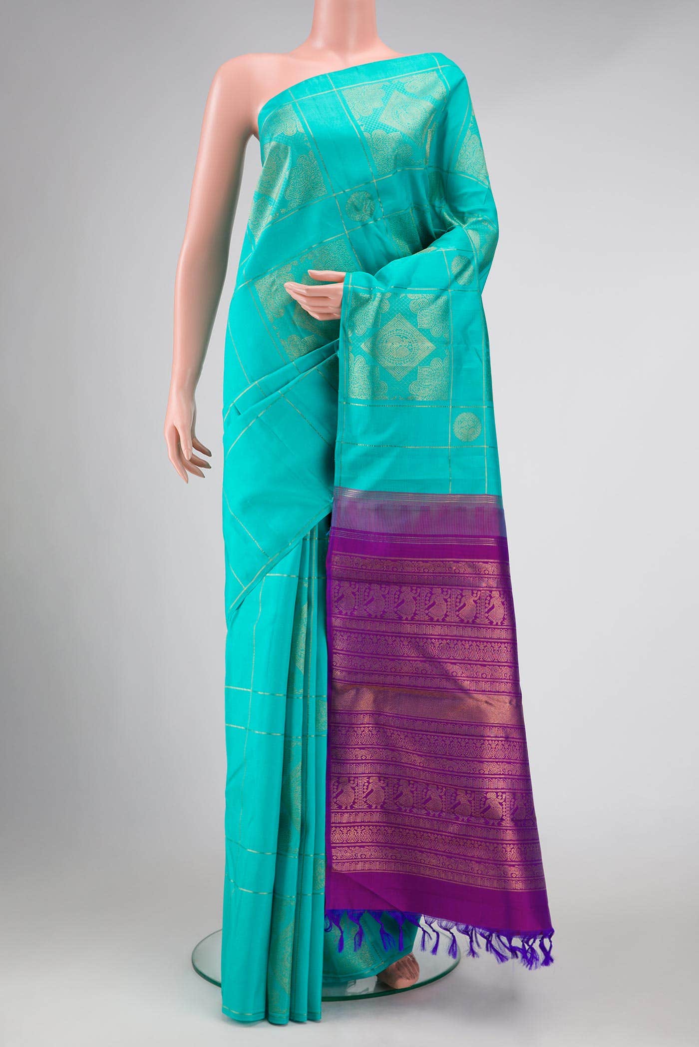 Pure Silk Pure Zari Sky Blue Kanchipuram Saree