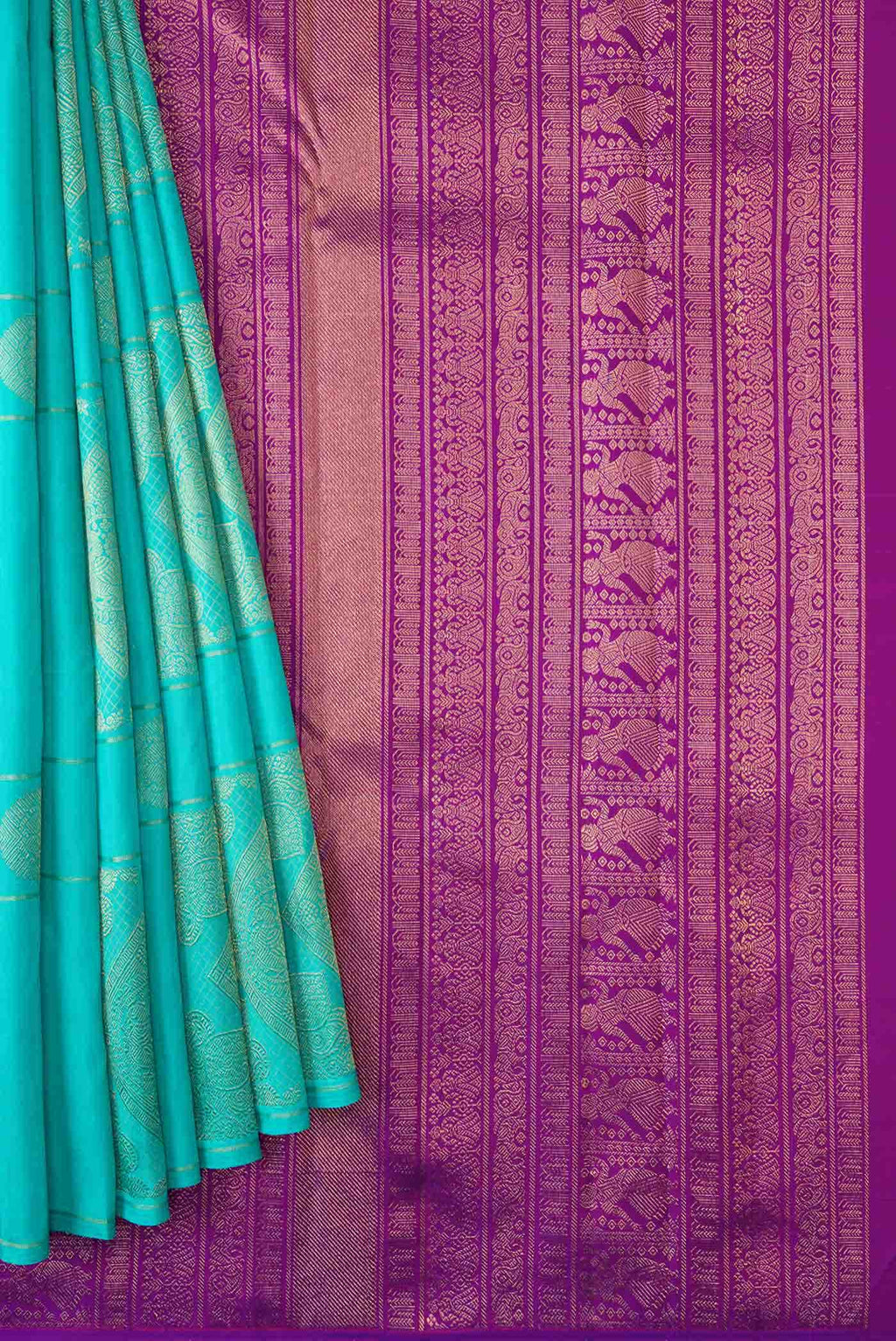 Pure Silk Pure Zari Sky Blue Kanchipuram Saree