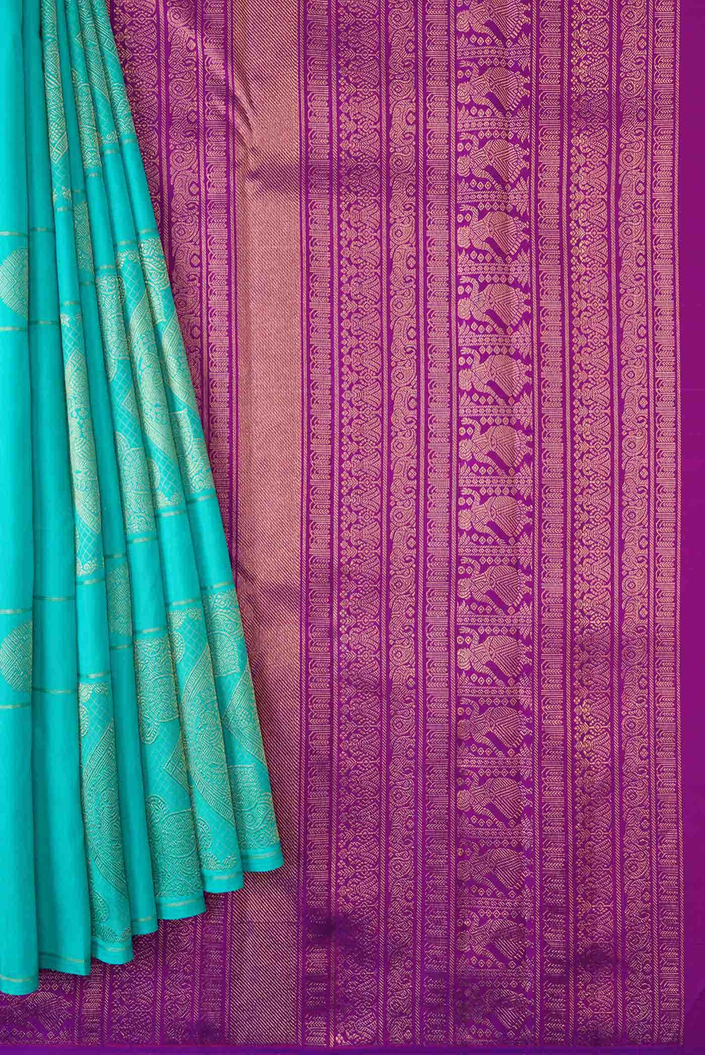 Pure Silk Pure Zari Sky Blue Kanchipuram Saree