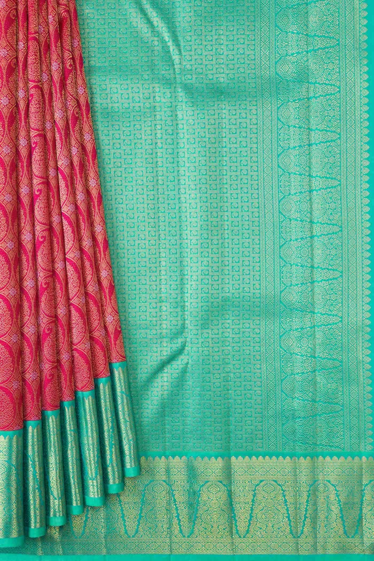 Pure Silk Pure Zari Pink Dual Tone Kanjivaram Saree