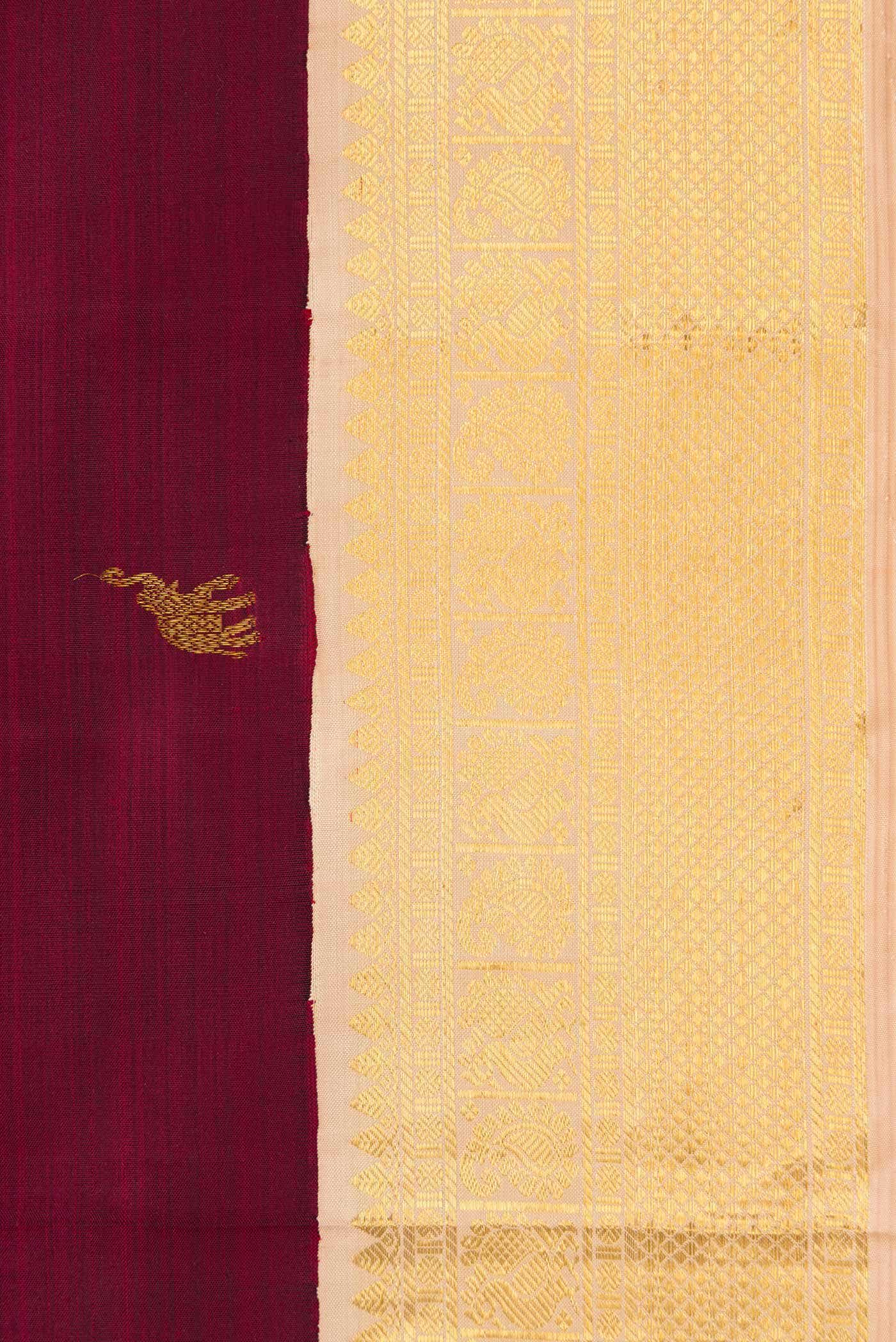 Pure Silk Pure Zari Maroon Dual Tone Kanchipuram Saree