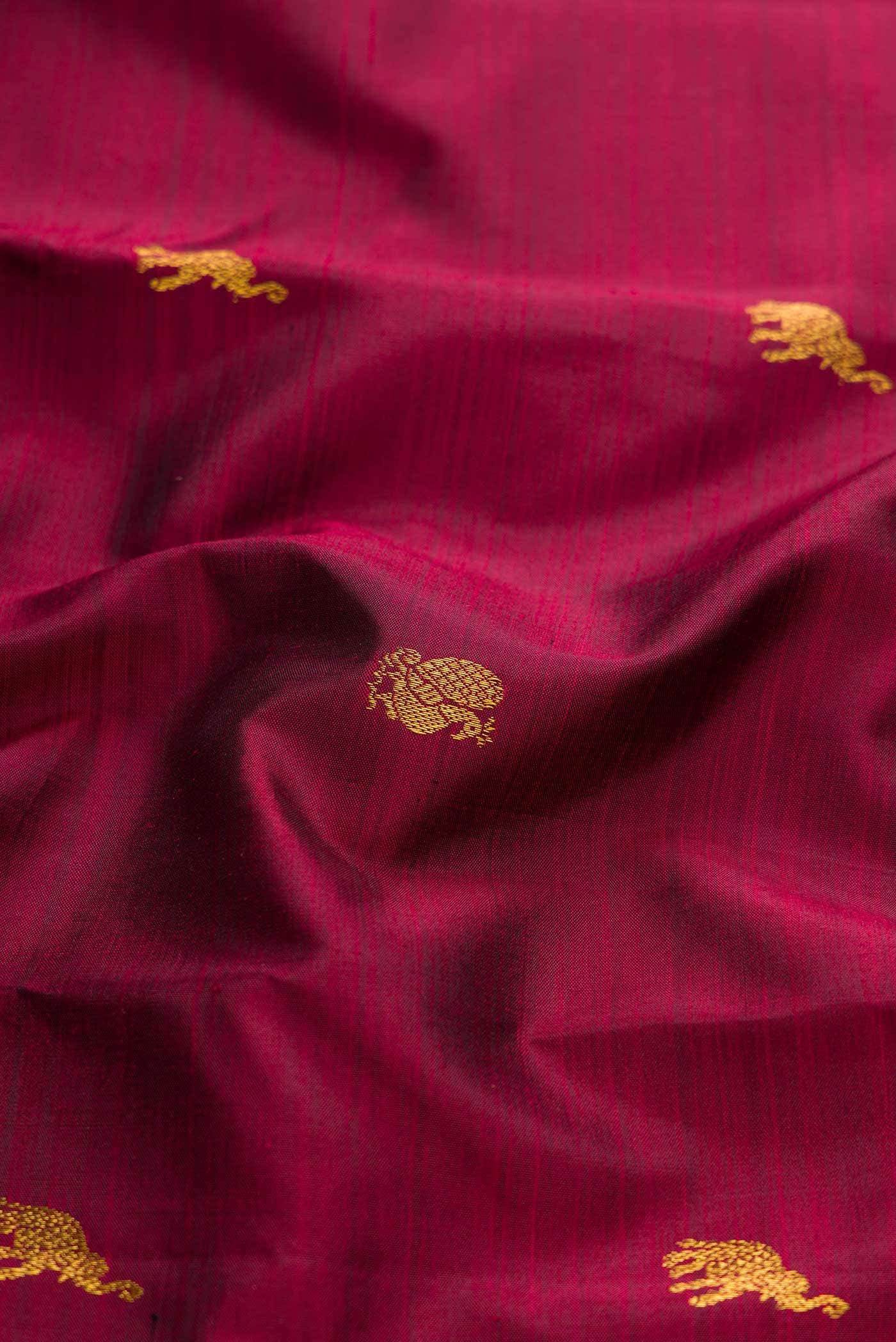 Pure Silk Pure Zari Maroon Dual Tone Kanchipuram Saree