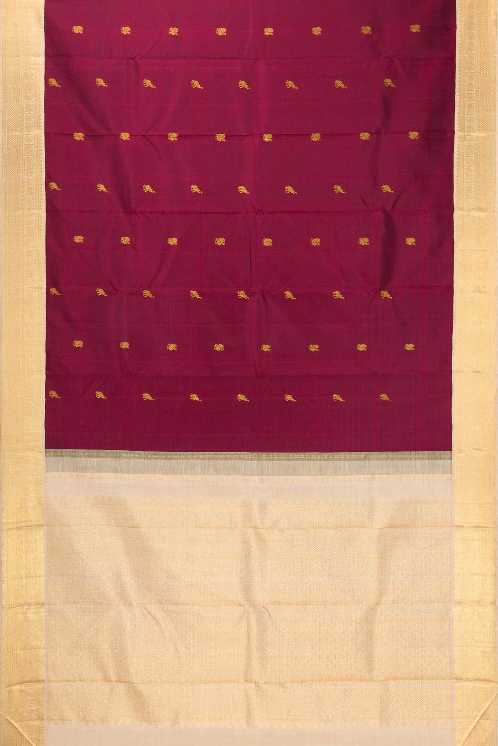 Pure Silk Pure Zari Maroon Dual Tone Kanchipuram Saree
