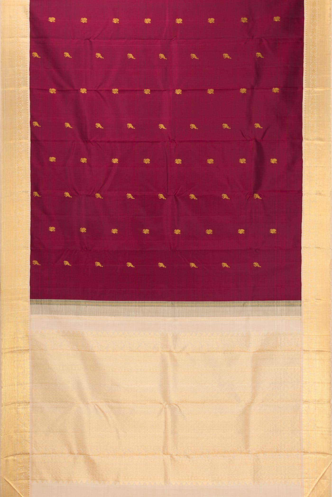 Pure Silk Pure Zari Maroon Dual Tone Kanchipuram Saree