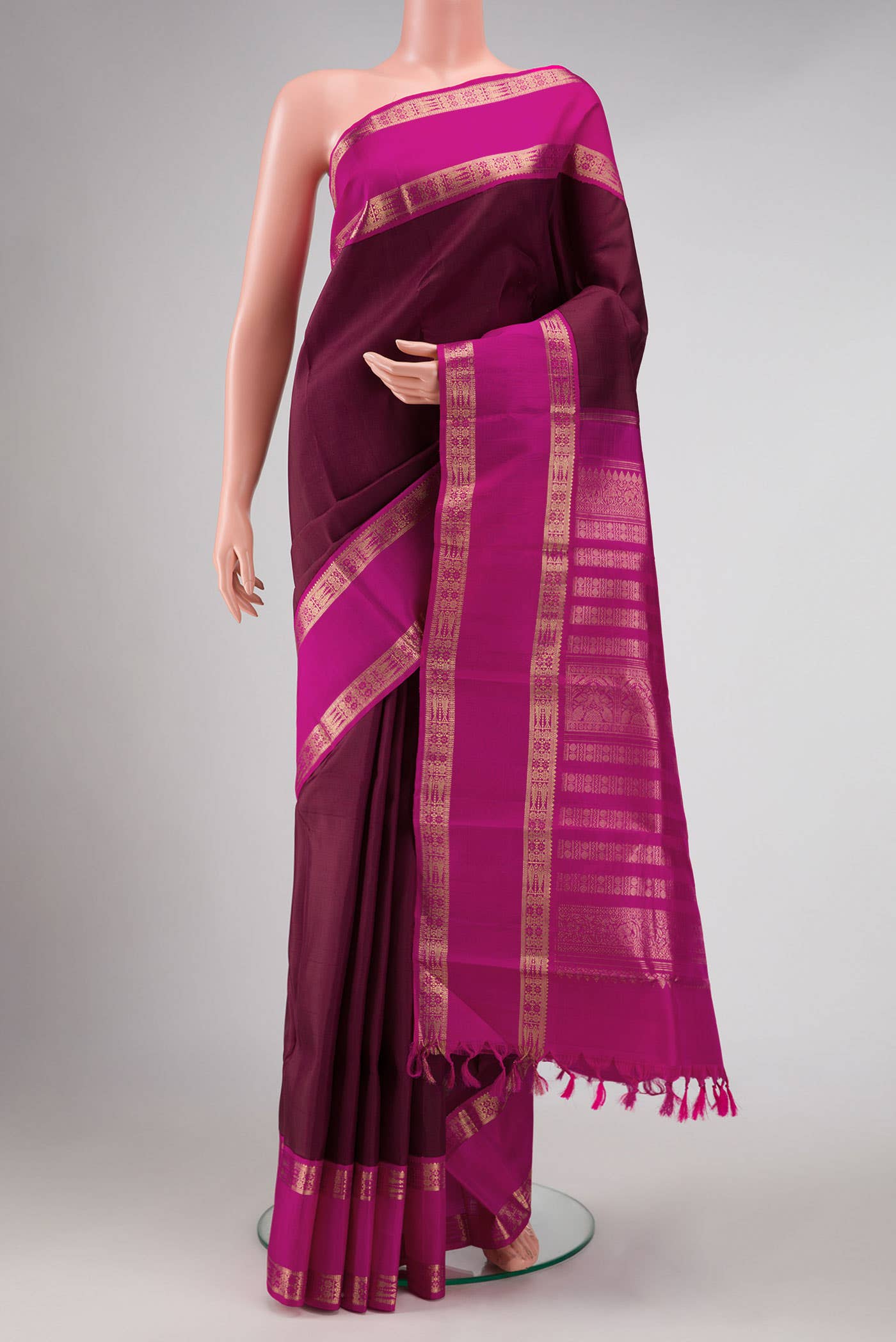 Pure Silk Pure Zari Maroon Kanchipuram Saree