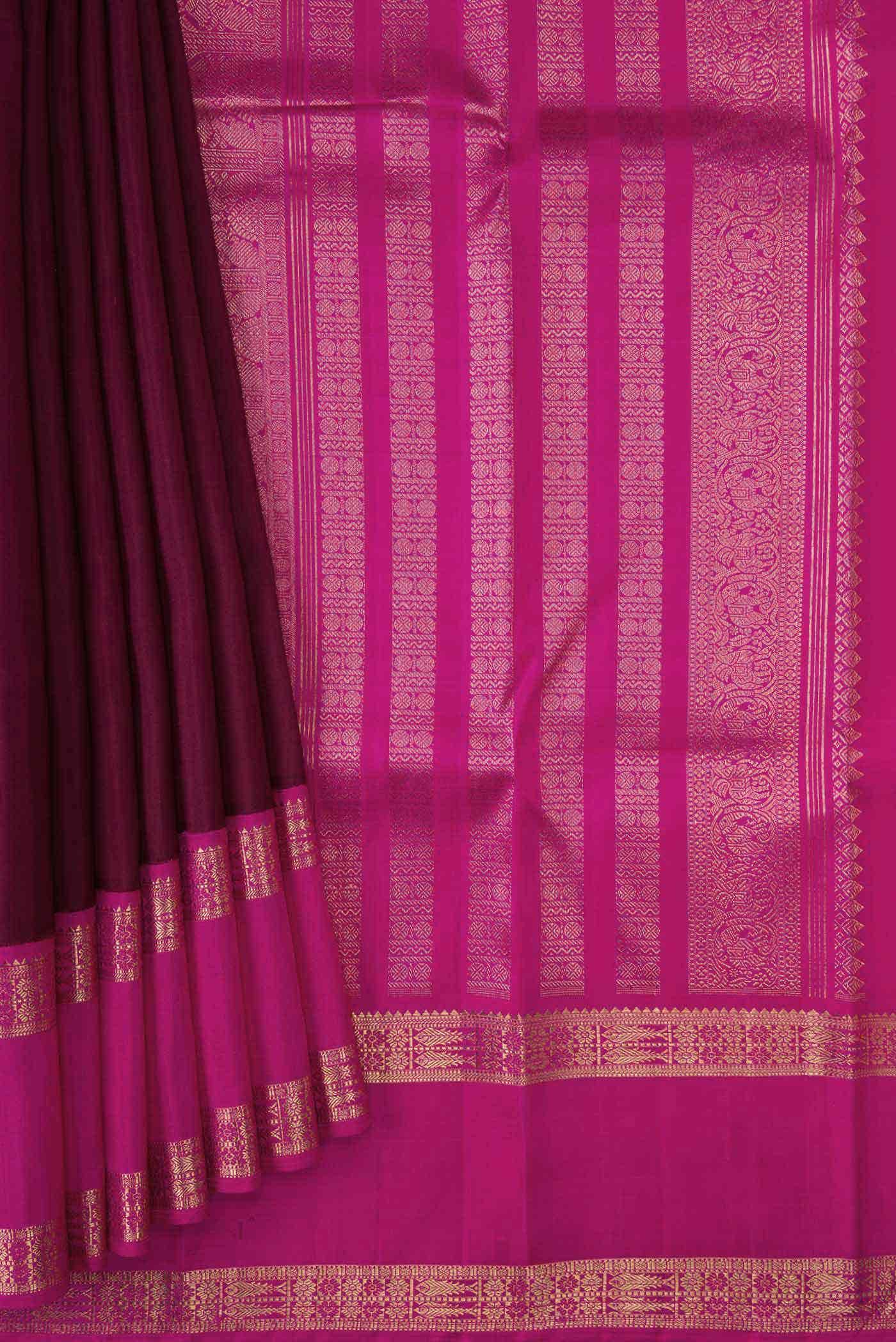 Pure Silk Pure Zari Maroon Kanchipuram Saree