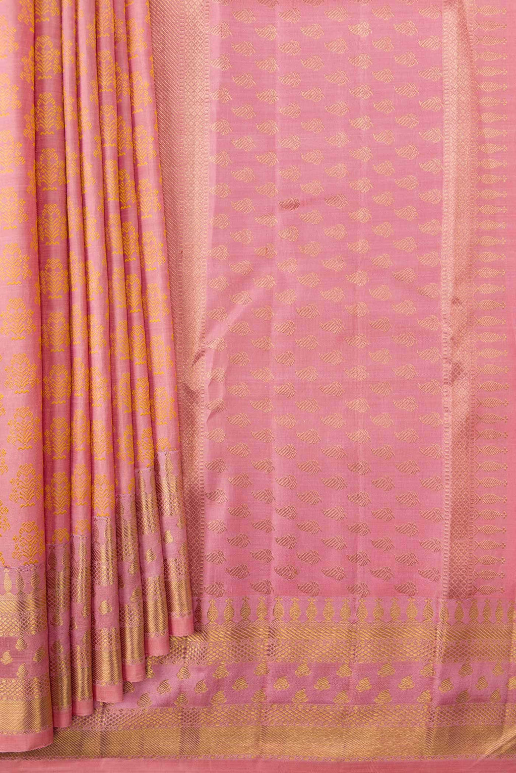 Pure Silk Pure Zari Pink Kanchipuram Saree