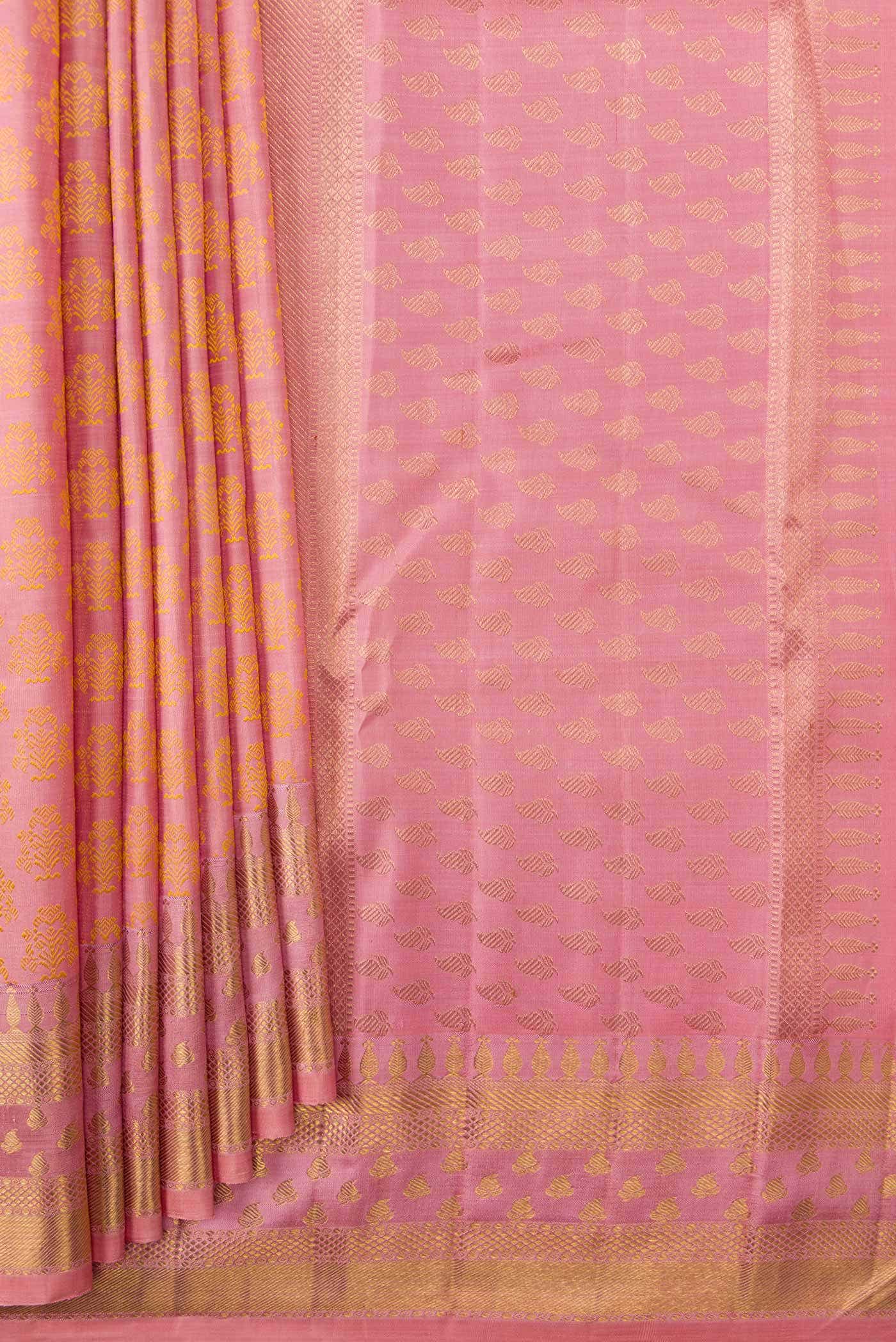 Pure Silk Pure Zari Pink Kanchipuram Saree