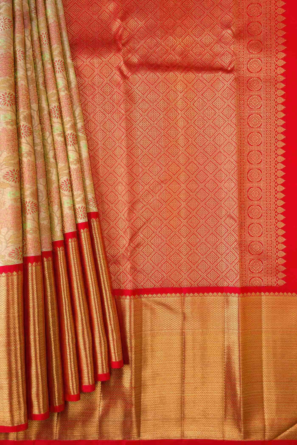 Beige Kanchipuram Silk Saree