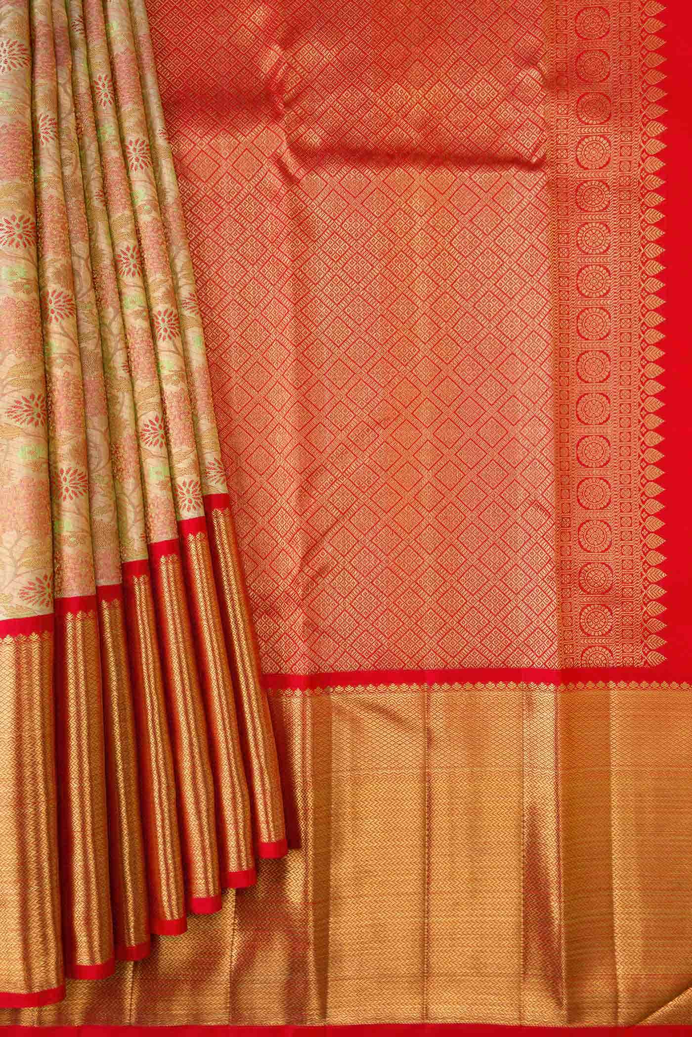 Beige Kanchipuram Silk Saree