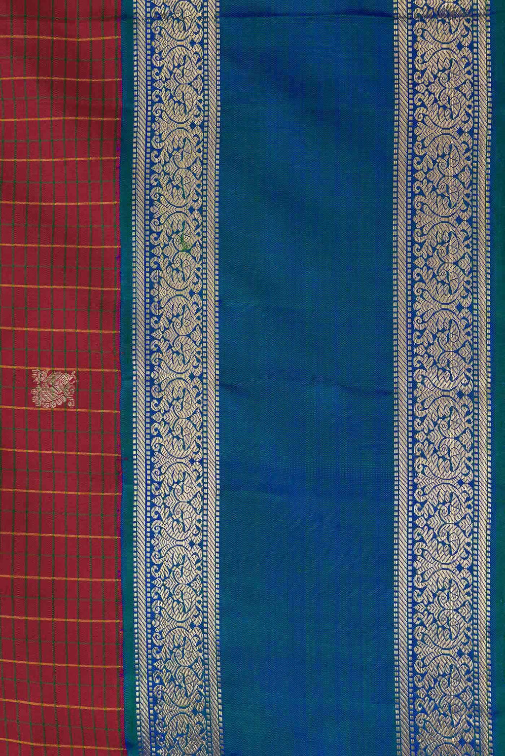 Pure Silk Pure Zari Maroon Dual Tone Kanchipuram Saree