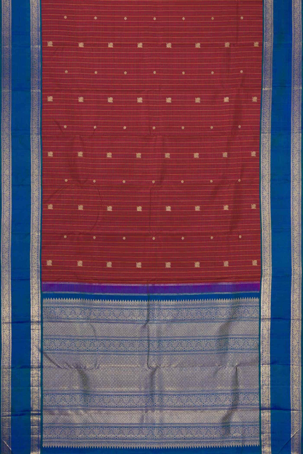 Pure Silk Pure Zari Maroon Dual Tone Kanchipuram Saree