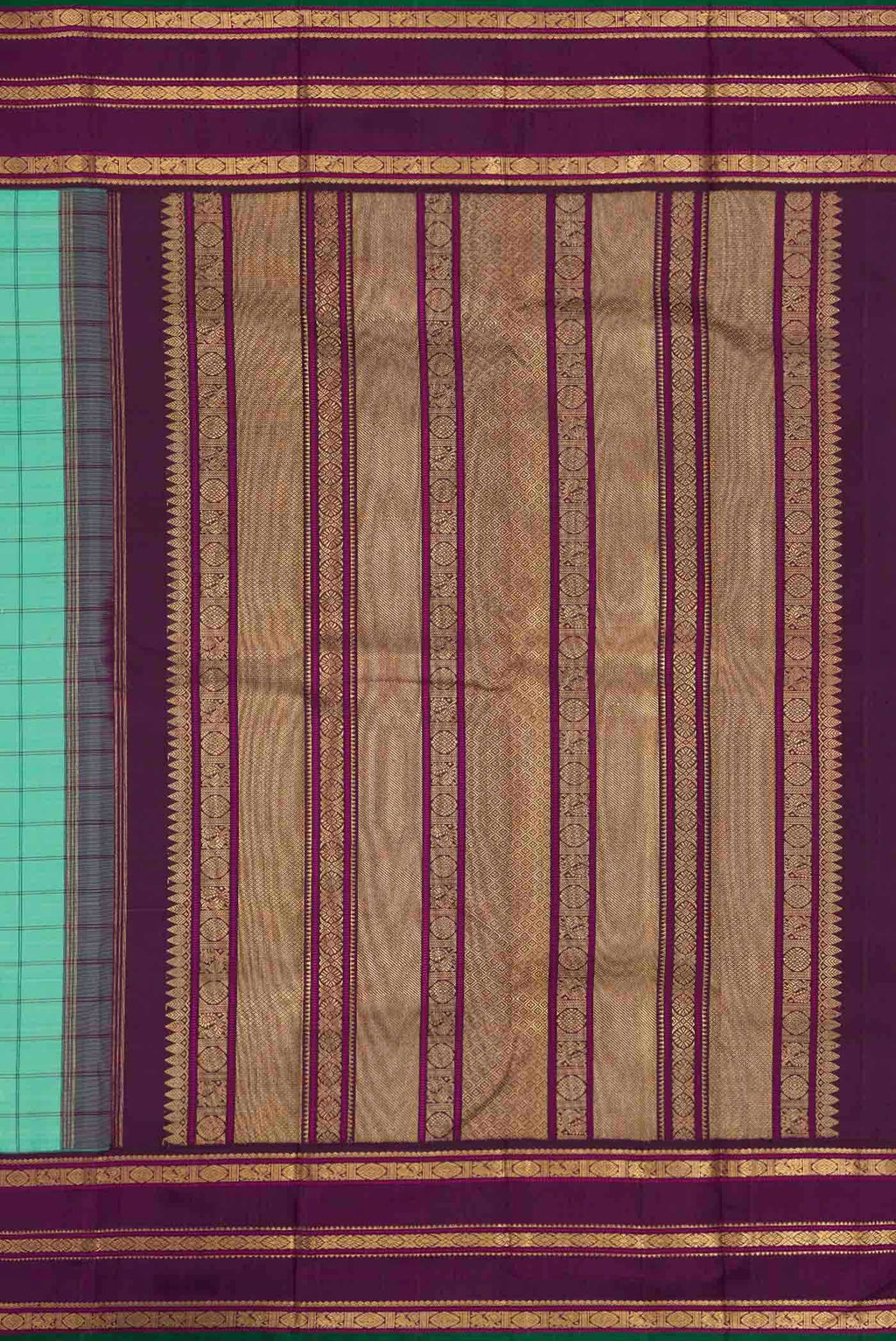 Pure Silk Pure Zari Green Dual Tone Kanchipuram Saree
