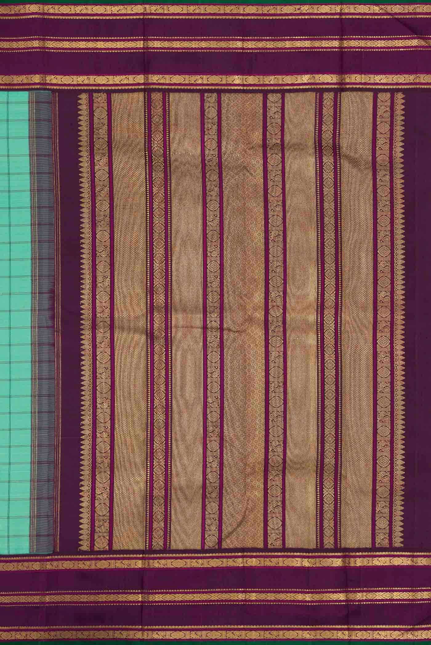 Pure Silk Pure Zari Green Dual Tone Kanchipuram Saree