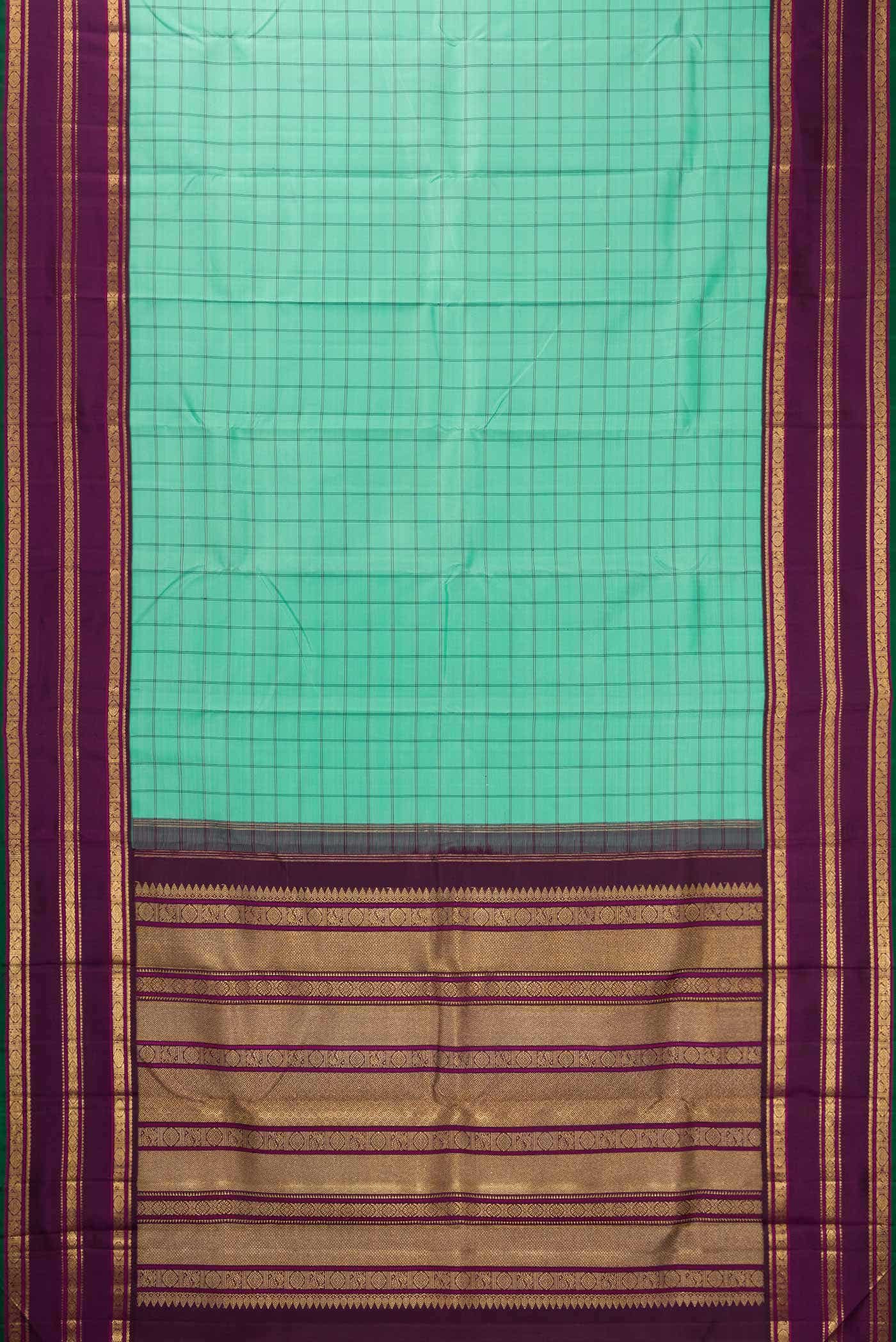 Pure Silk Pure Zari Green Dual Tone Kanchipuram Saree