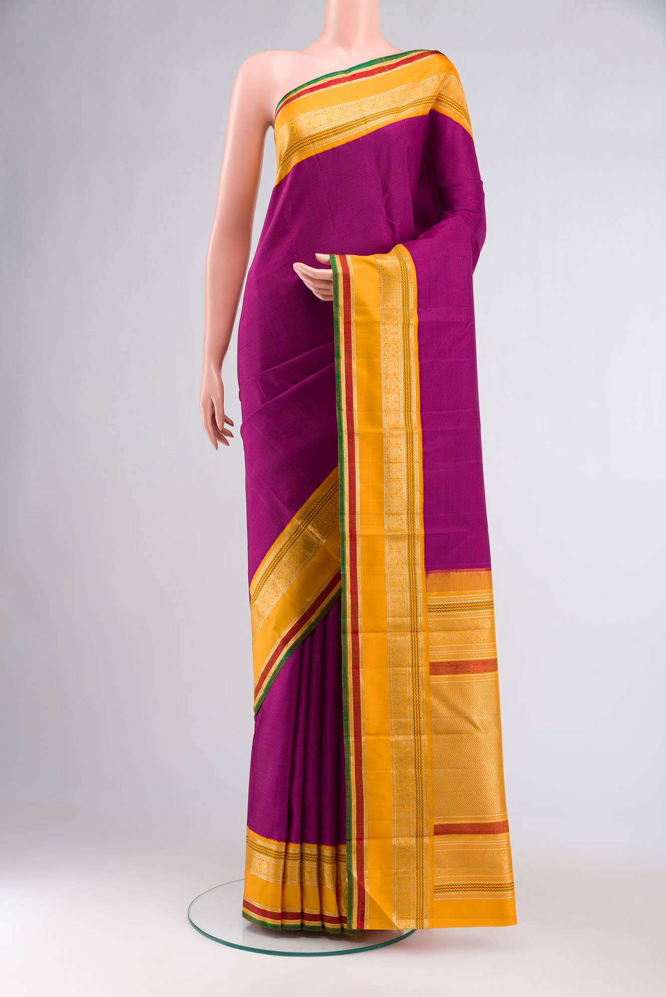 Pure Silk Pure Zari Magenta Kanchipuram Saree