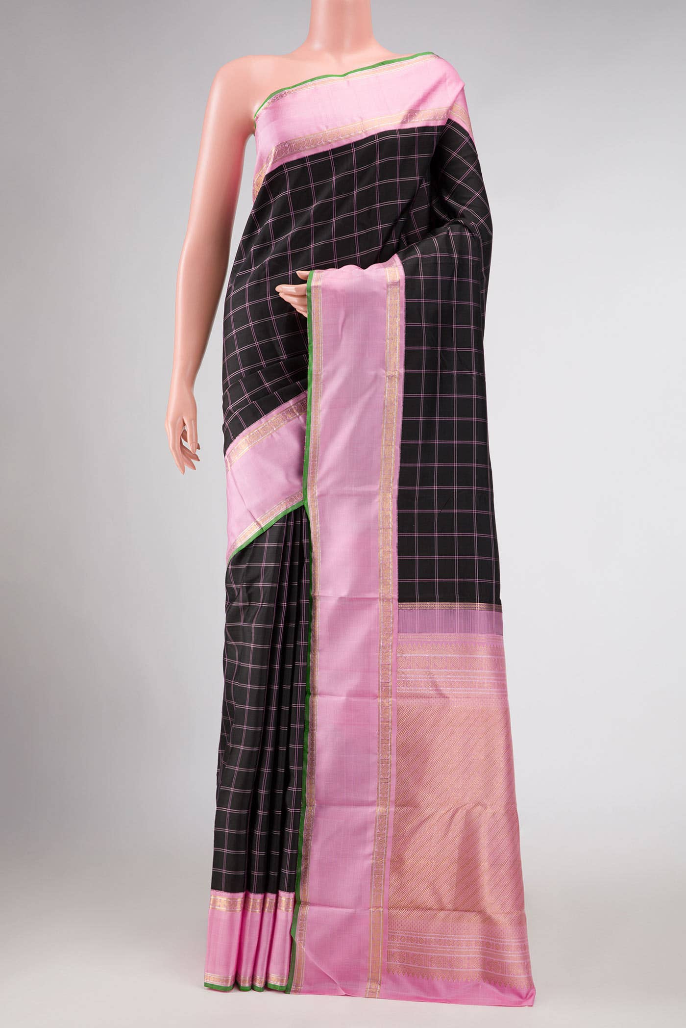 Pure Silk Pure Zari Black Kanchipuram Saree