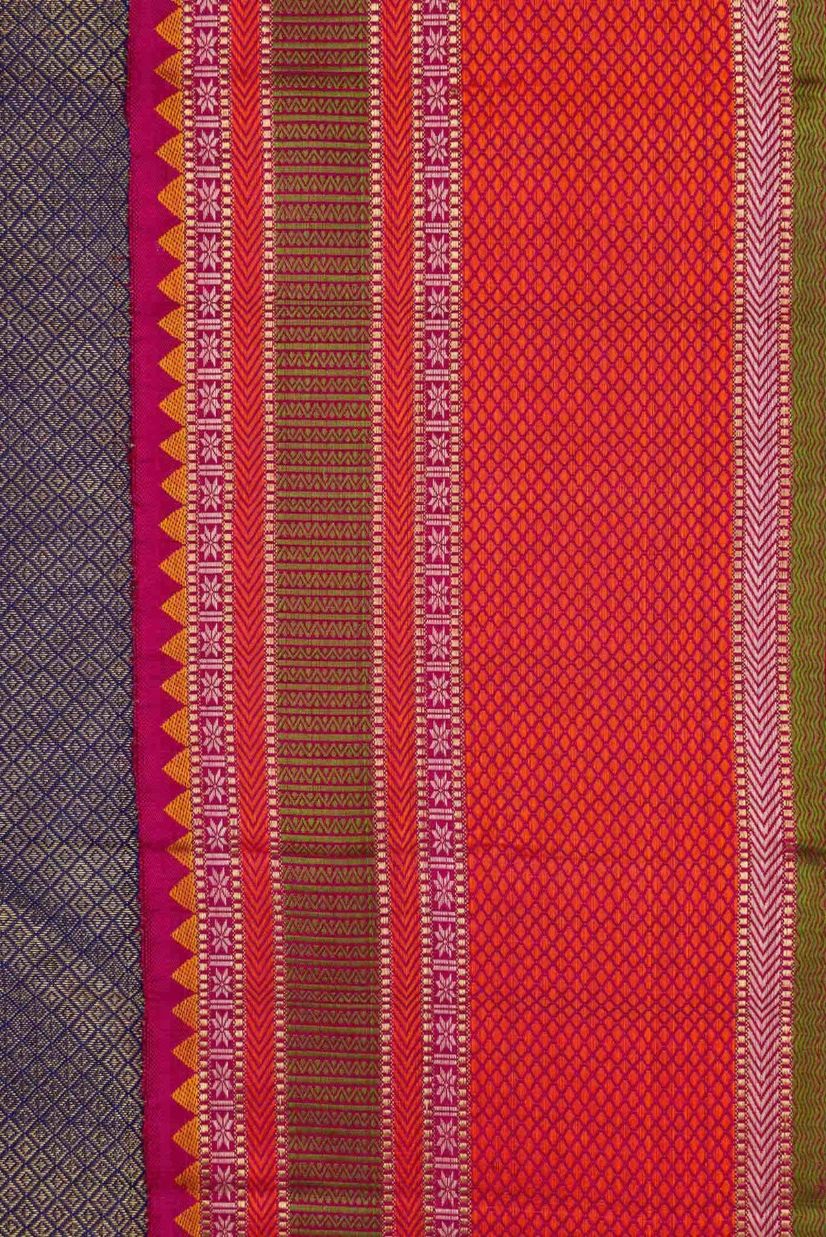 Pure Silk Pure Zari Navy Blue Dual Tone Kanjivaram Saree