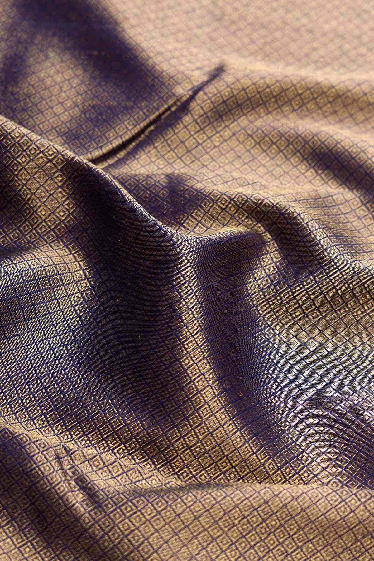 Pure Silk Pure Zari Navy Blue Dual Tone Kanjivaram Saree