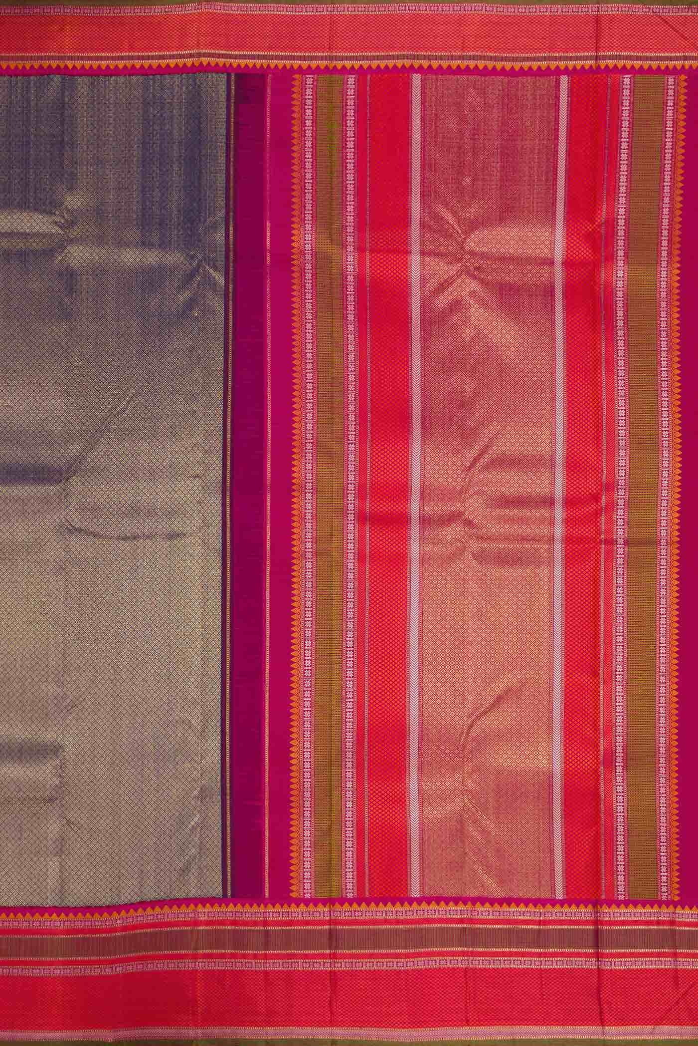 Pure Silk Pure Zari Navy Blue Dual Tone Kanchipuram Saree
