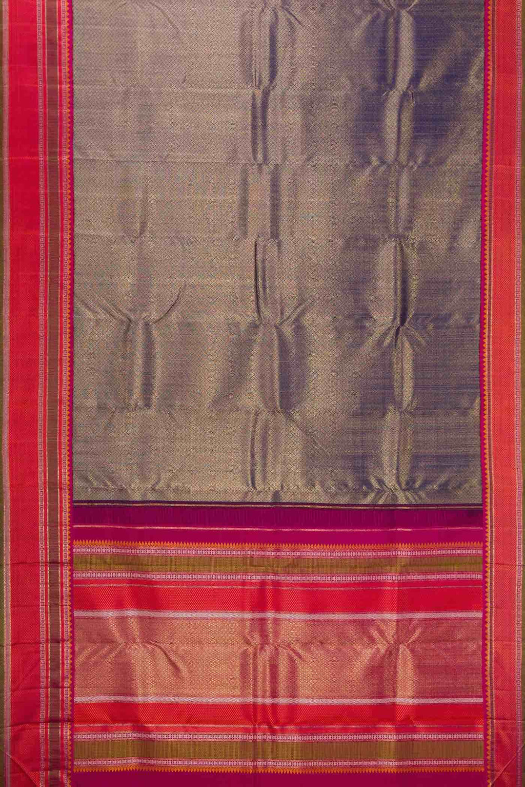 Pure Silk Pure Zari Navy Blue Dual Tone Kanchipuram Saree