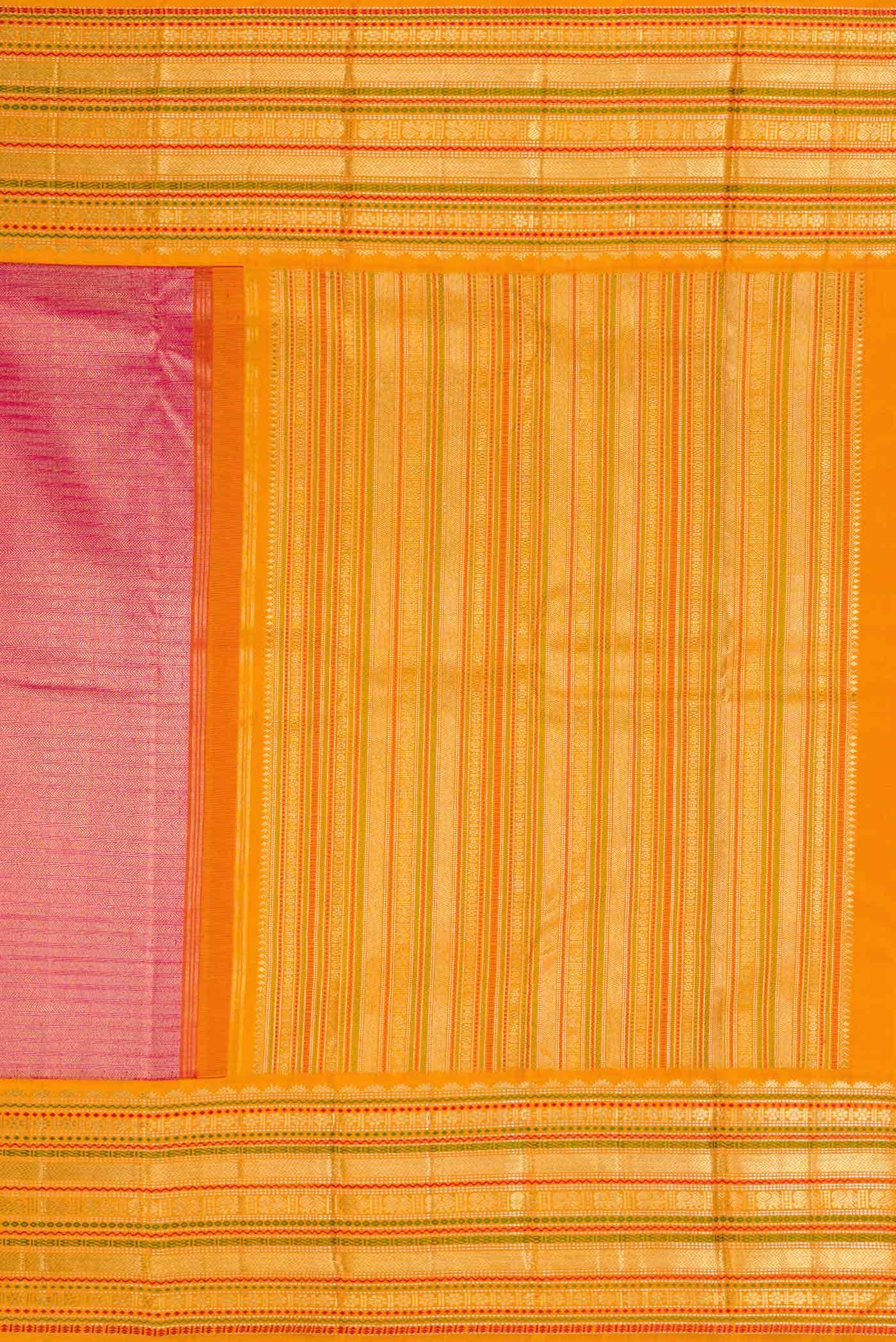 Pure Silk Pure Zari Pink Dual Tone Kanchipuram Saree