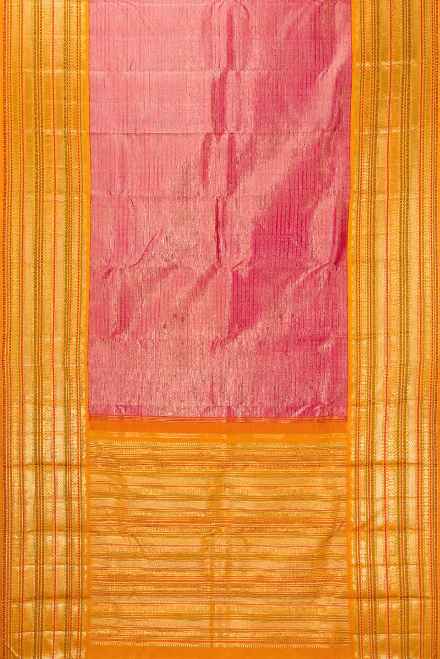 Pure Silk Pure Zari Pink Dual Tone Kanchipuram Saree