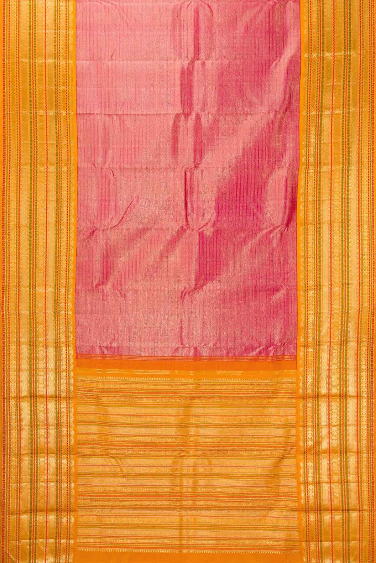Pure Silk Pure Zari Pink Dual Tone Kanjivaram Saree