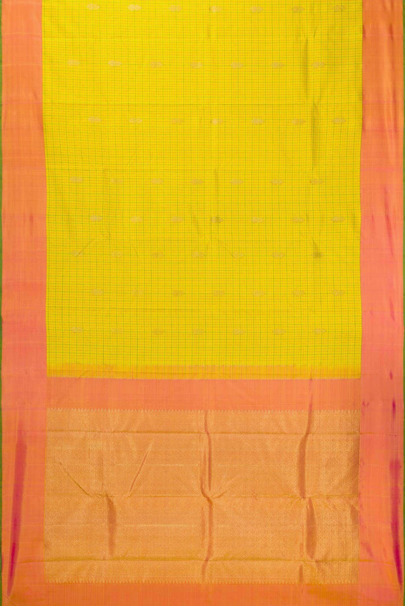 Pure Silk Pure Zari Yellow Dual Tone Kanchipuram Saree